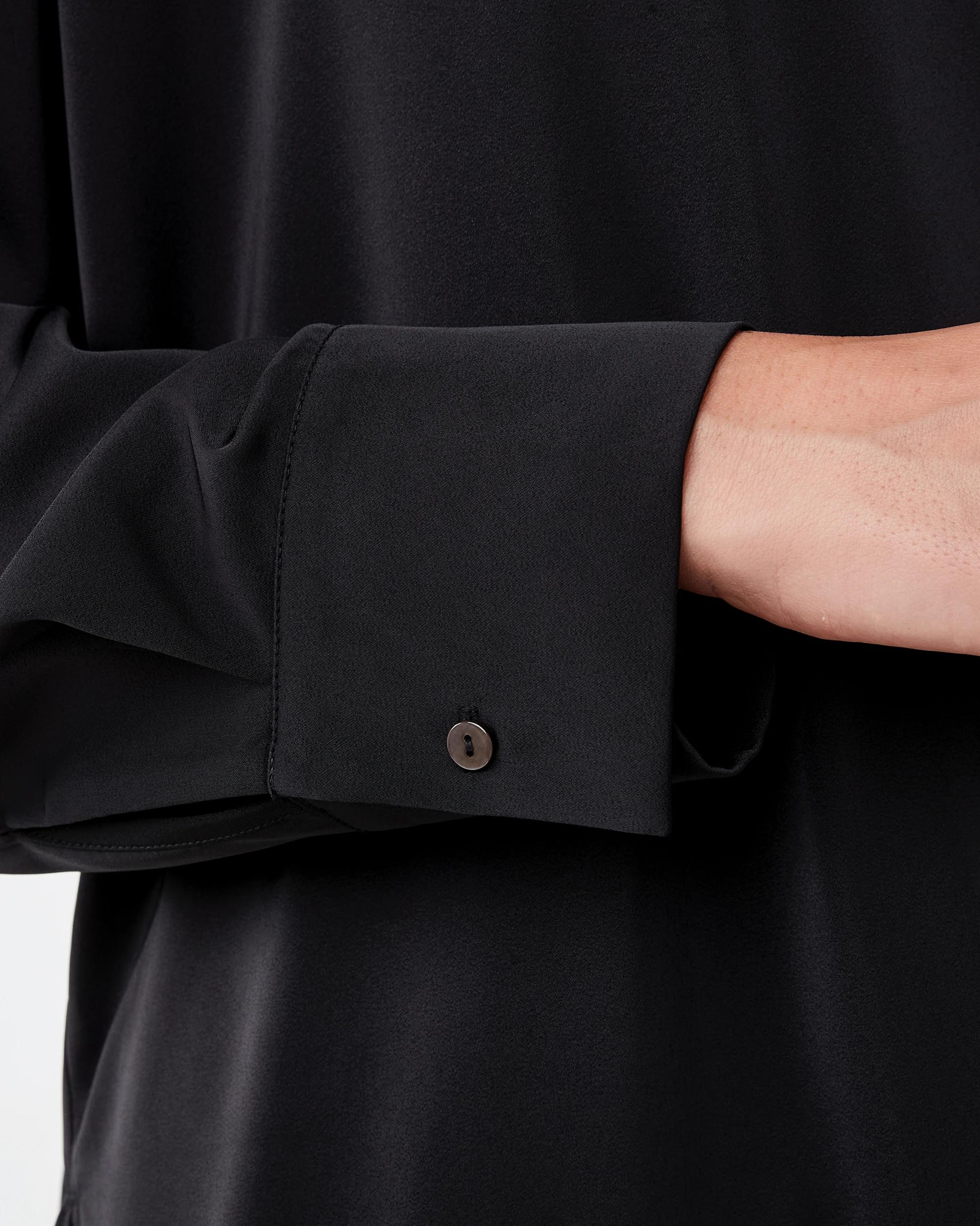 8 Long Sleeve Oversized Satin Shirt Black, 8 of 10