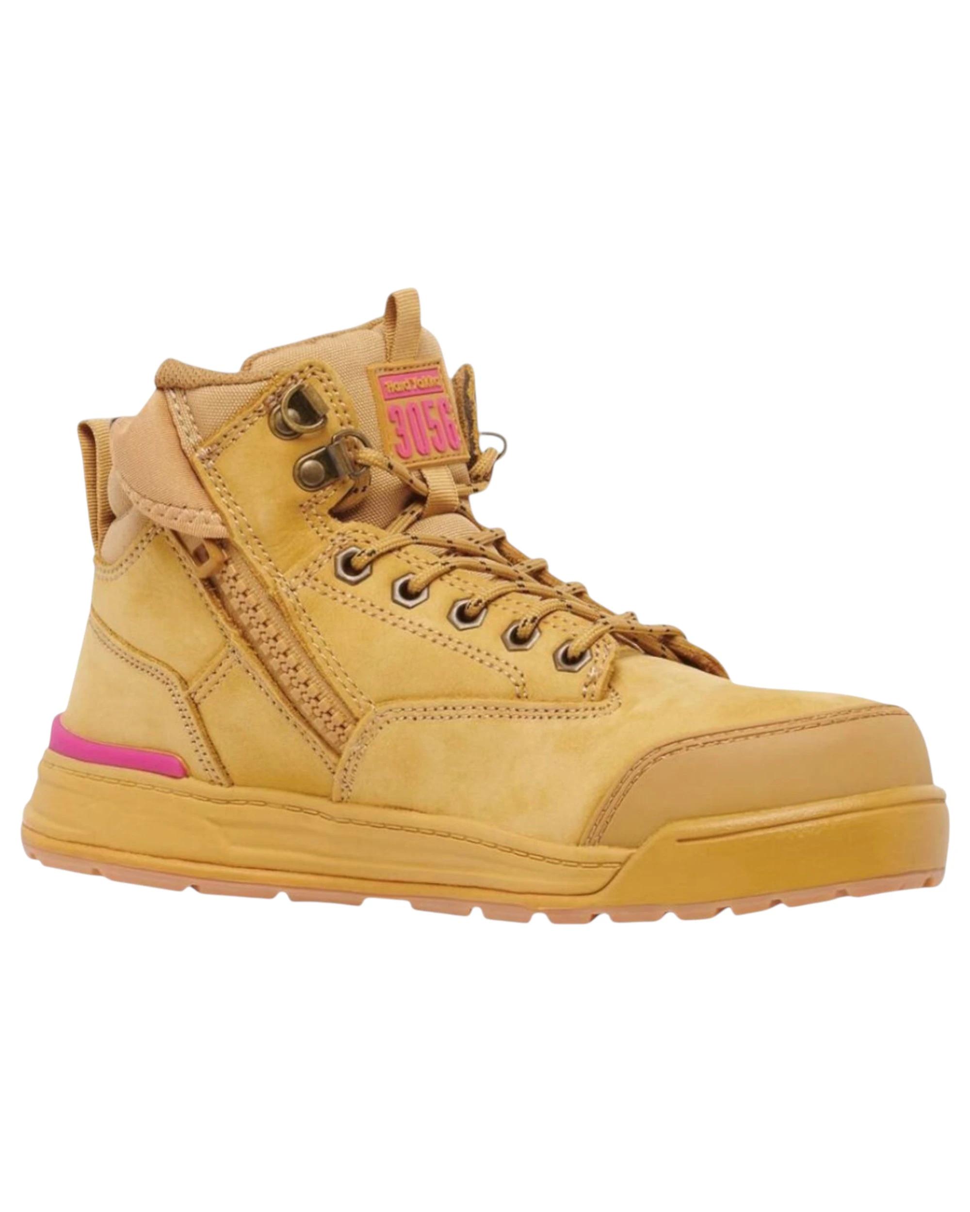 3 Hard Yakka 3056 Womens Safety Boots Lace Steel Cap Caps Wheat Tan Boot Shoes WHEAT, 3 of 4