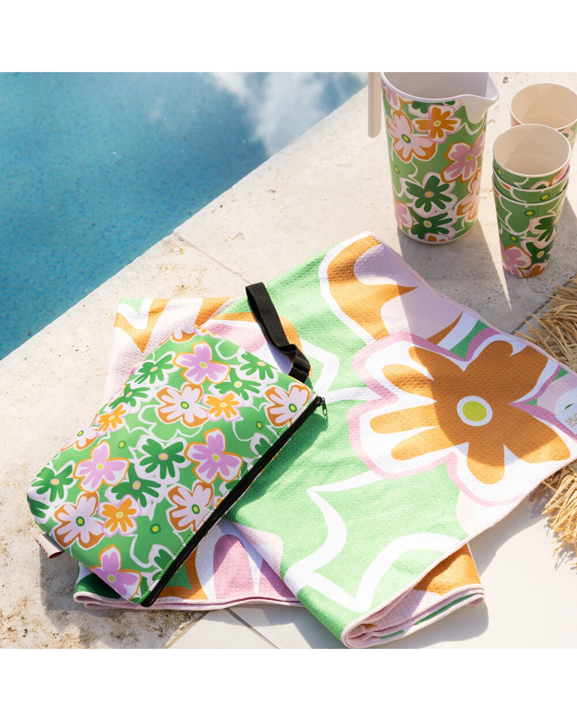 4 Splosh 2PK Summer Pop Neoprene Travel Pouch Makeup Cosmetic Bag 20x31cm - Green, 4 of 4