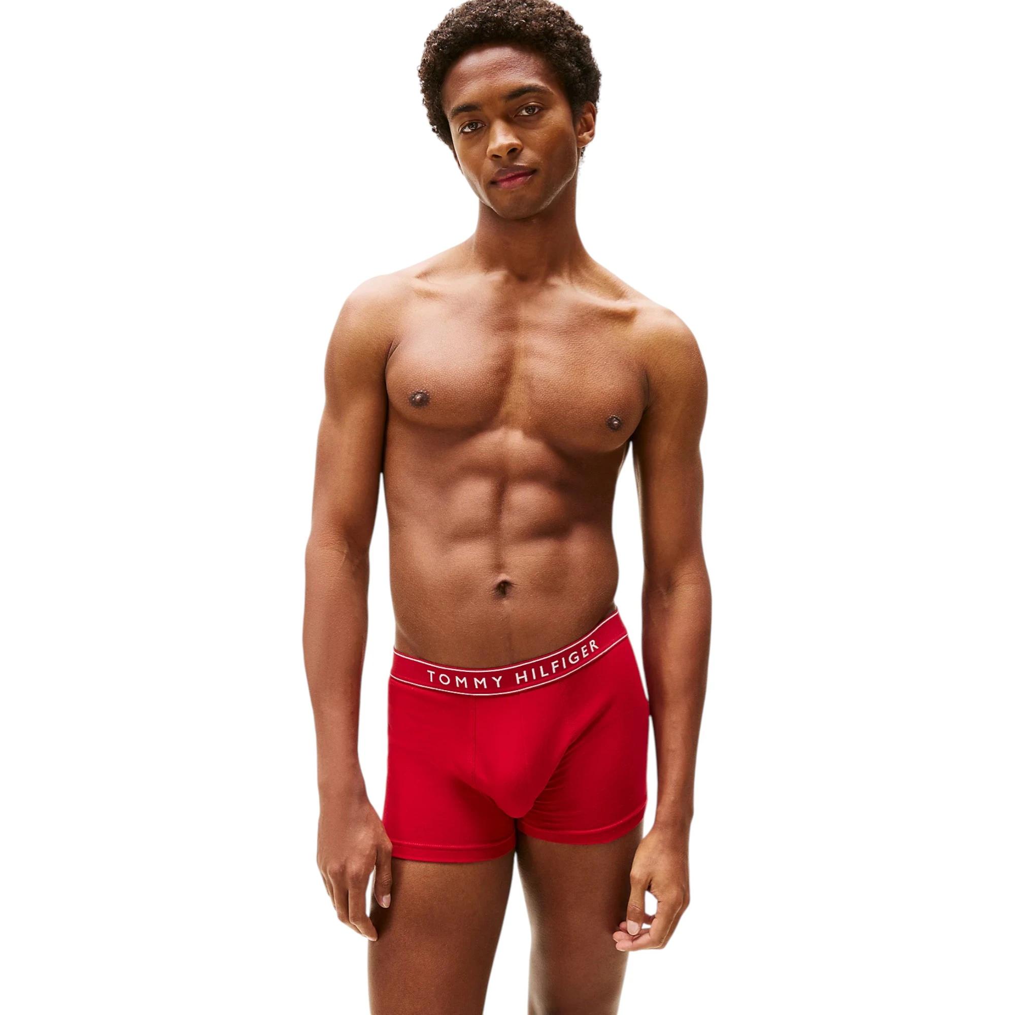 6 Tommy Hilfiger 3 Pack Mens Essential Trunks Underwear WHITE/NAVY/RED, 6 of 6