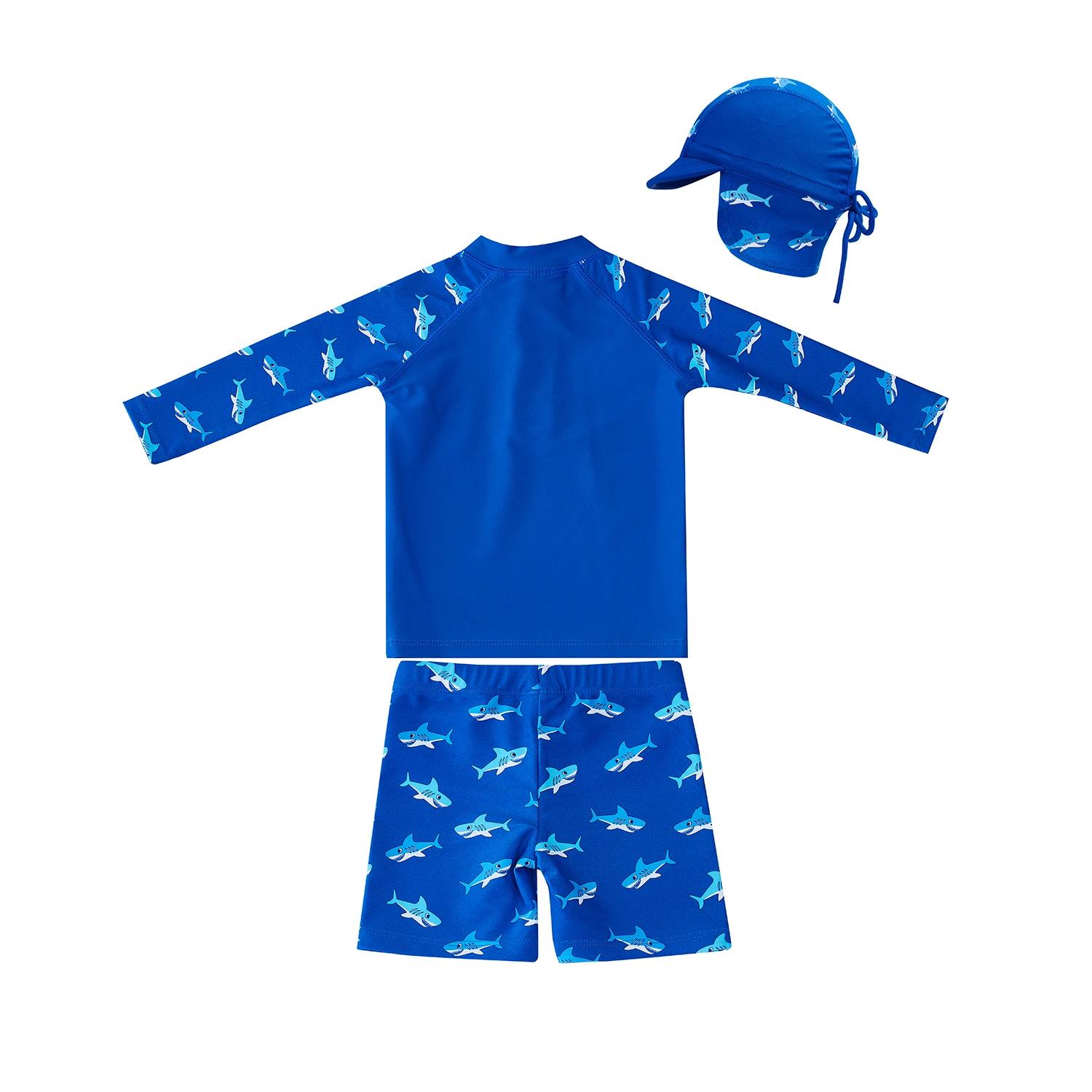 2 Big Softies 3 PC Long Sleeve Rashie, Shorts & Hat, Shark NAVY SHARK, 2 of 7