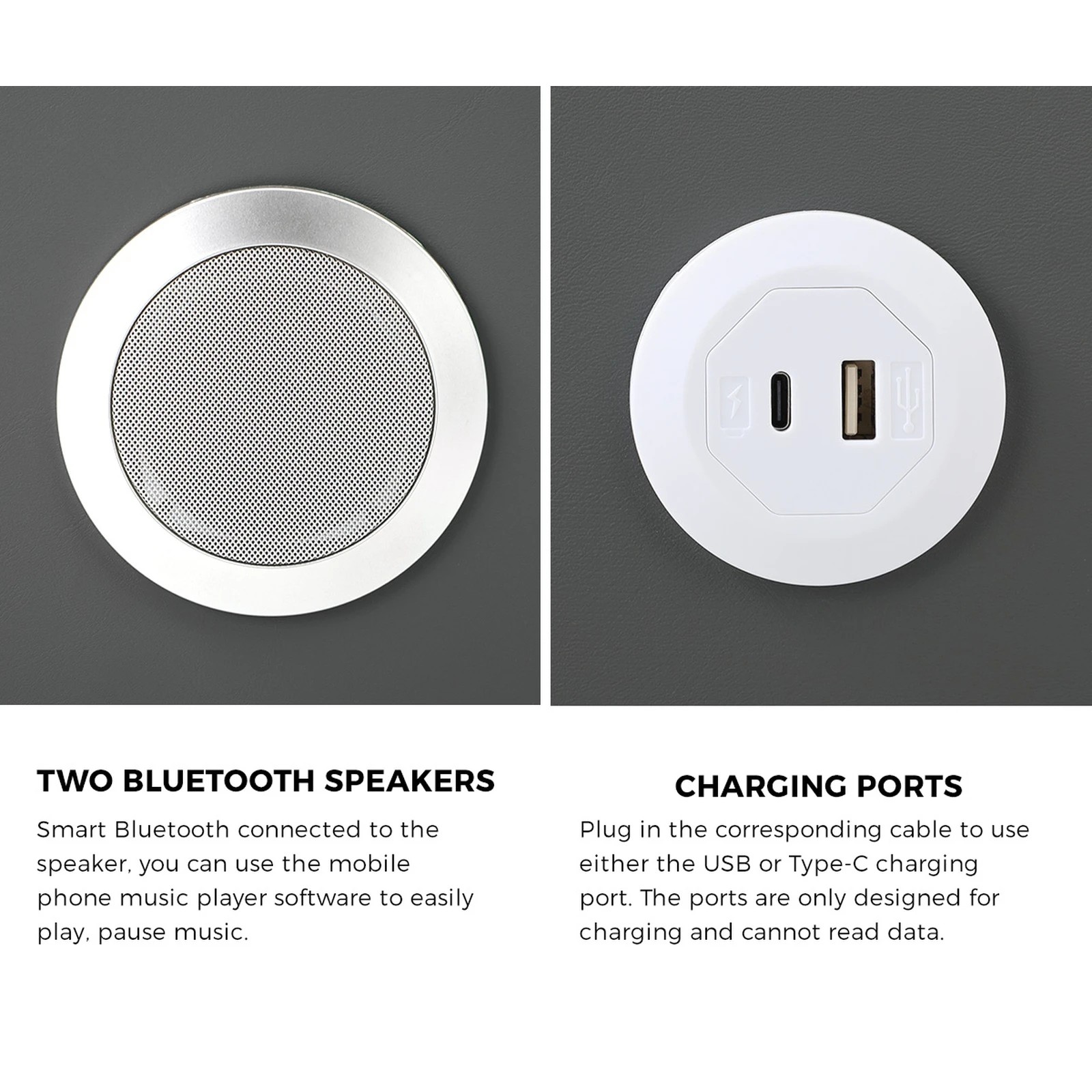 5 Oikiture Smart Bedside Table Wireless Charging Led Lights 3 Drawers
 - Grey, 5 of 10