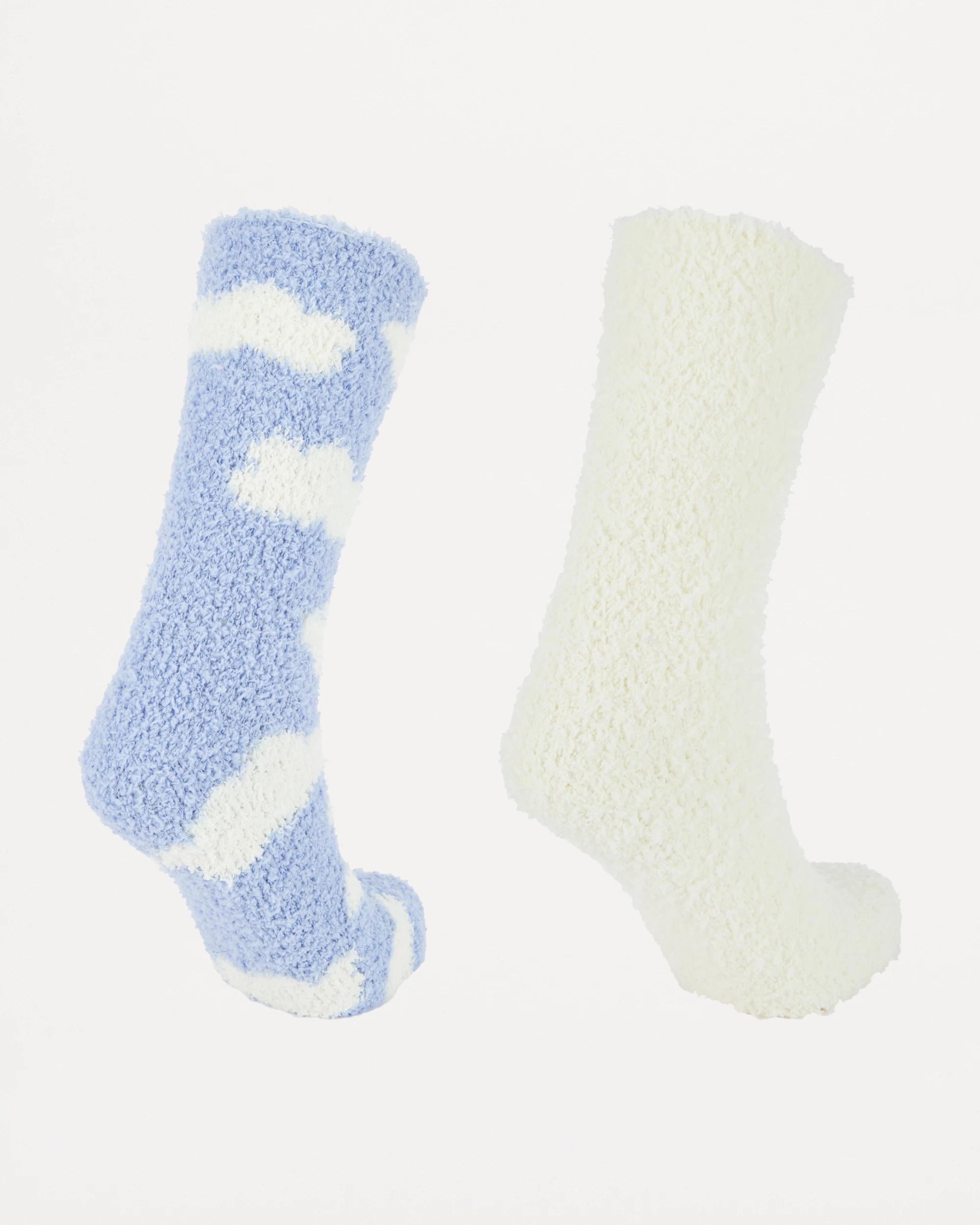 2 2 Pack Plush Home Socks Clouds, 2 of 3