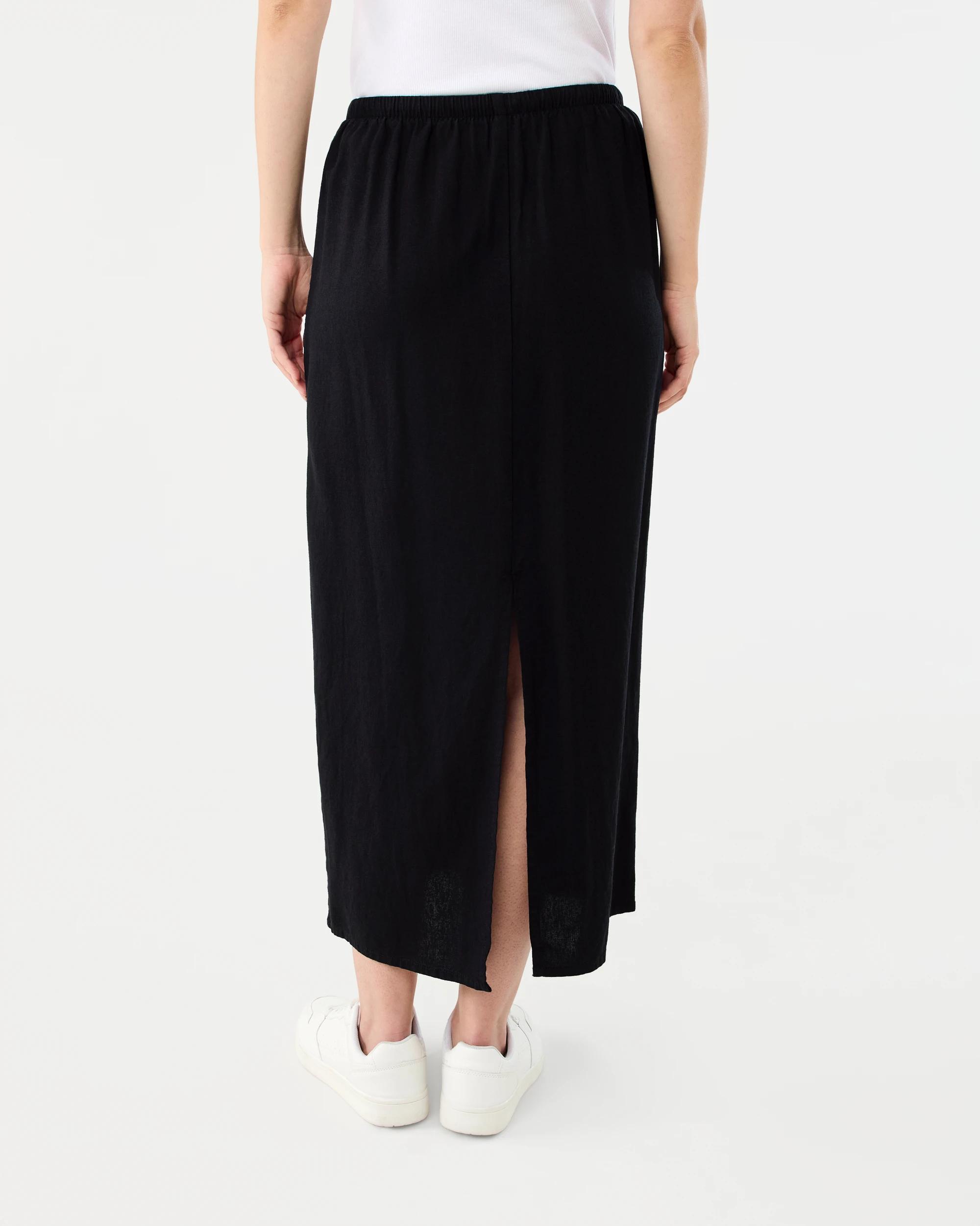 3 Linen Blend Column Maxi Skirt Black, 3 of 4