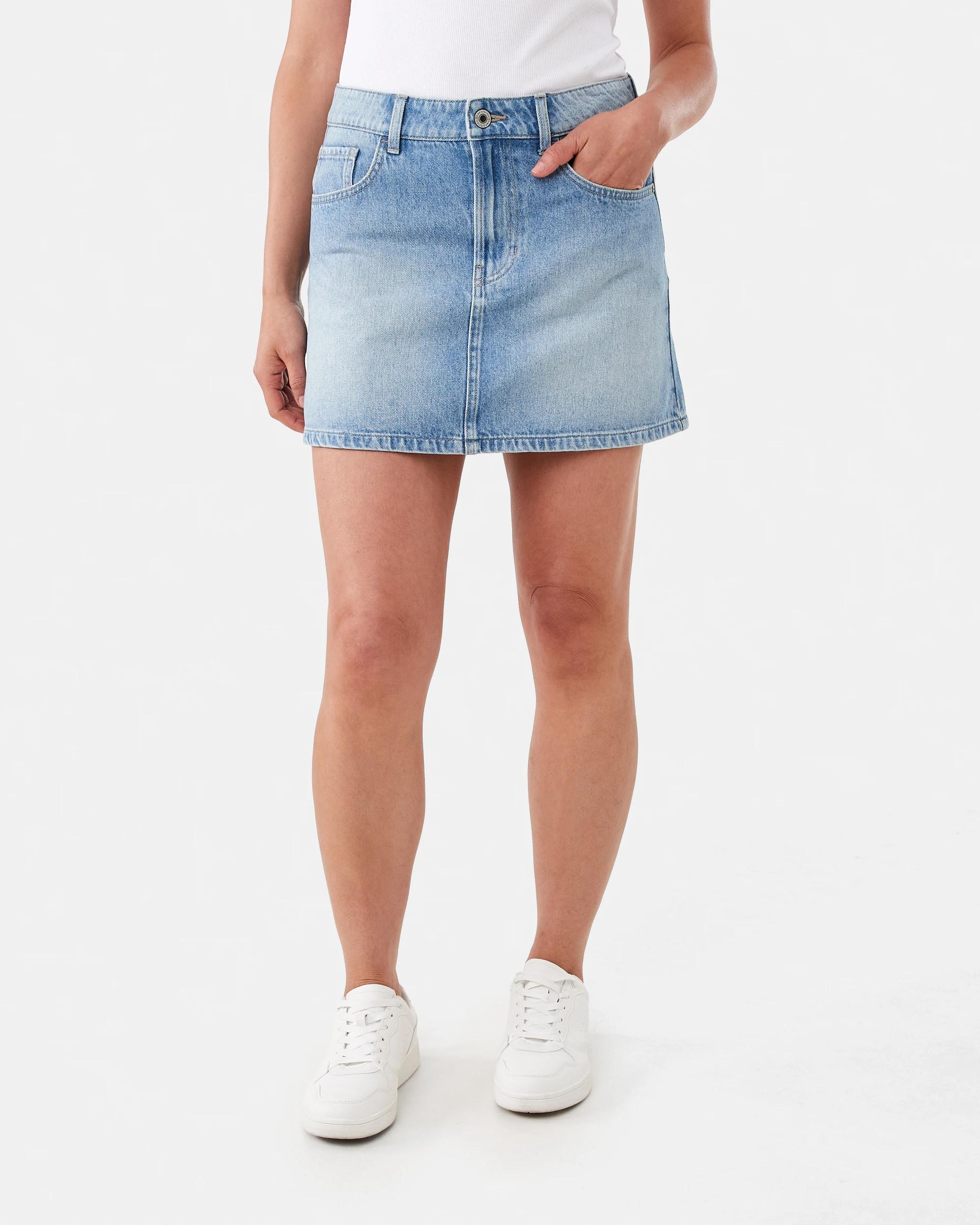 7 Denim A-Line Mini Skirt Light Wash, 7 of 7