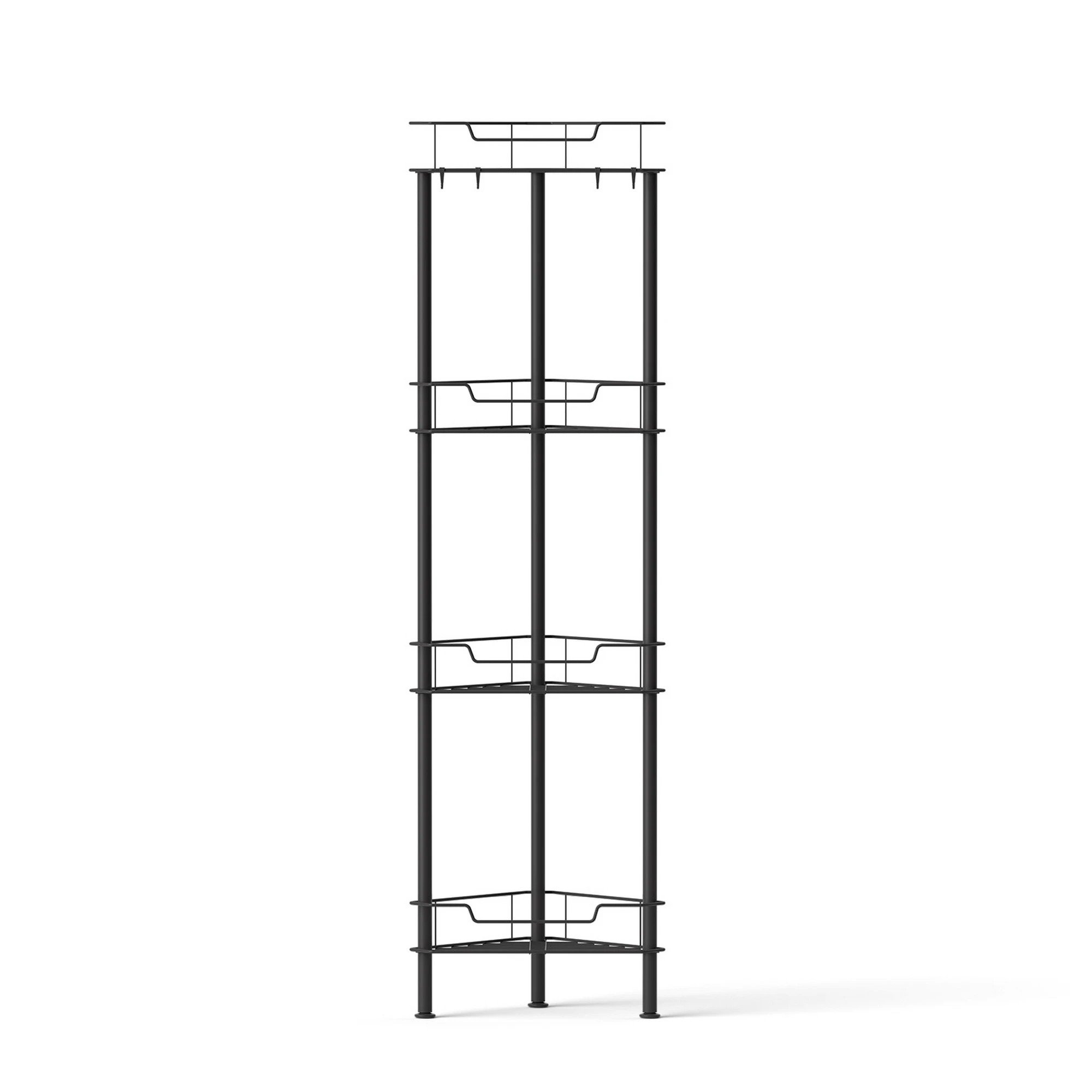 2 Artiss 4 Tier Floor Standing Corner Shower Caddy Bathroom Organizer - Black, 2 of 8