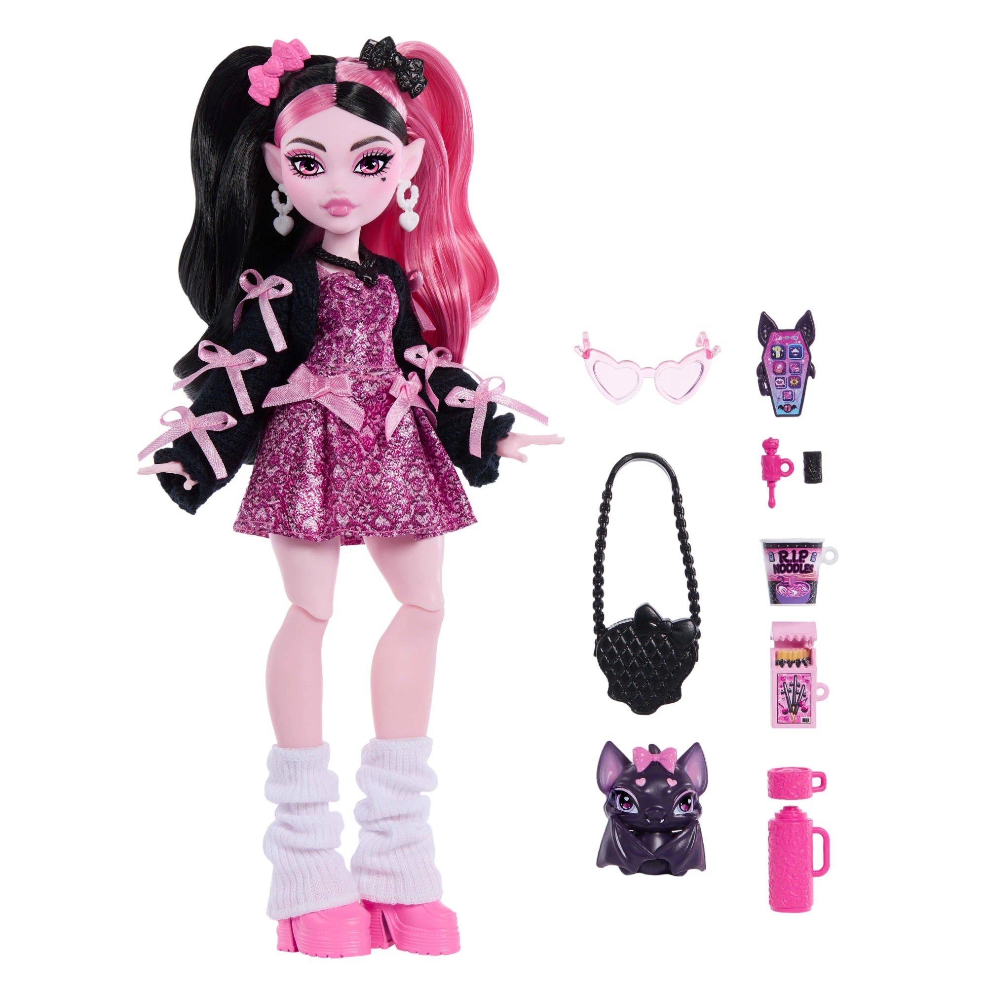 4 Monster High Draculaura Fashion Doll in Bow Dress & 7 Accessories, 4 of 6
