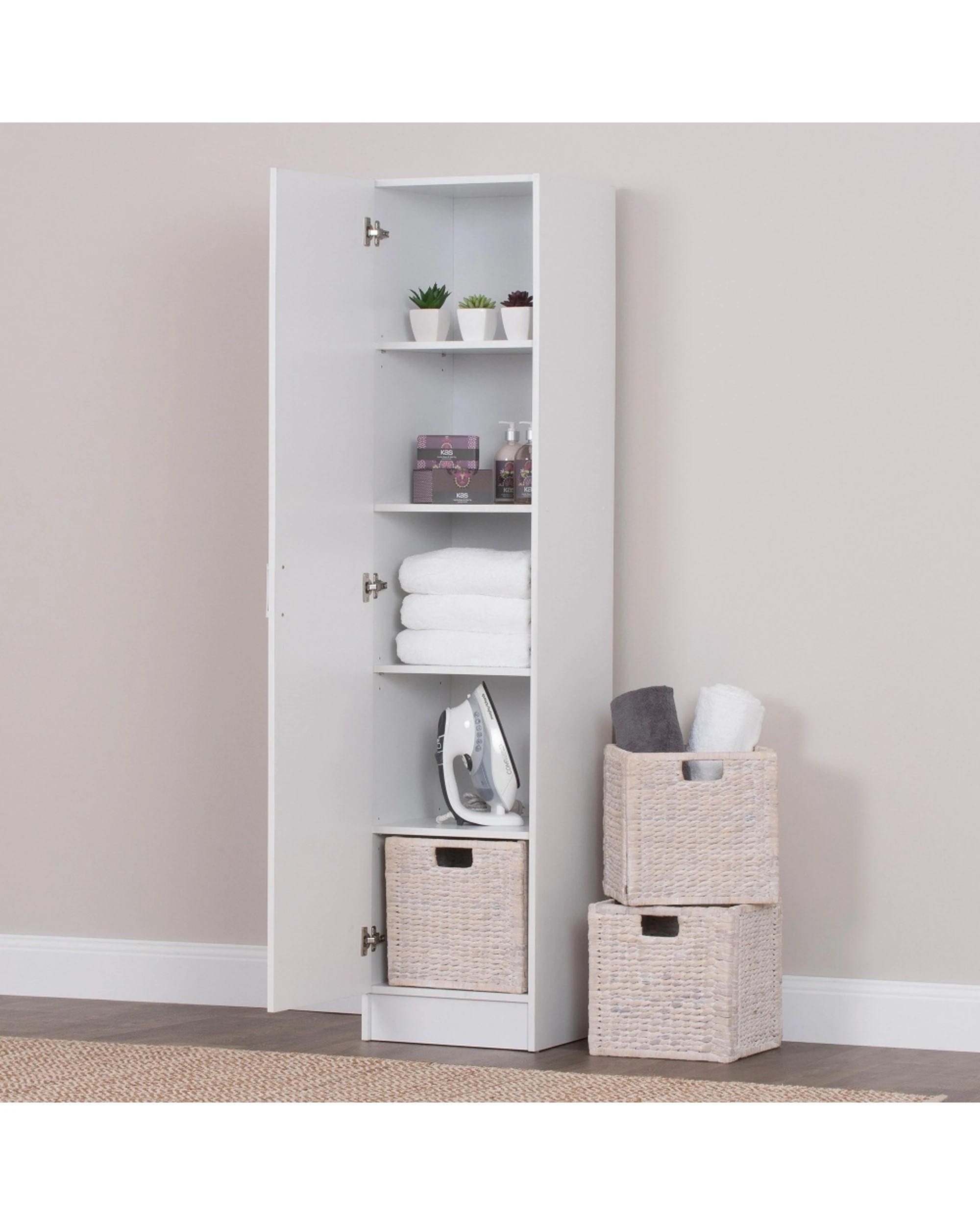 5 Alpine Bay Multipurpose Cupboard Single Door 5 Tier Storage Unit - White, 5 of 6
