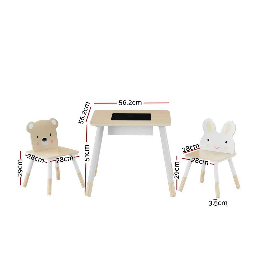 2 Keezi 3PCS Kids Table and Chairs Set Activity Desk Chalkboard Toy Hidden Storage - Multi, 2 of 6