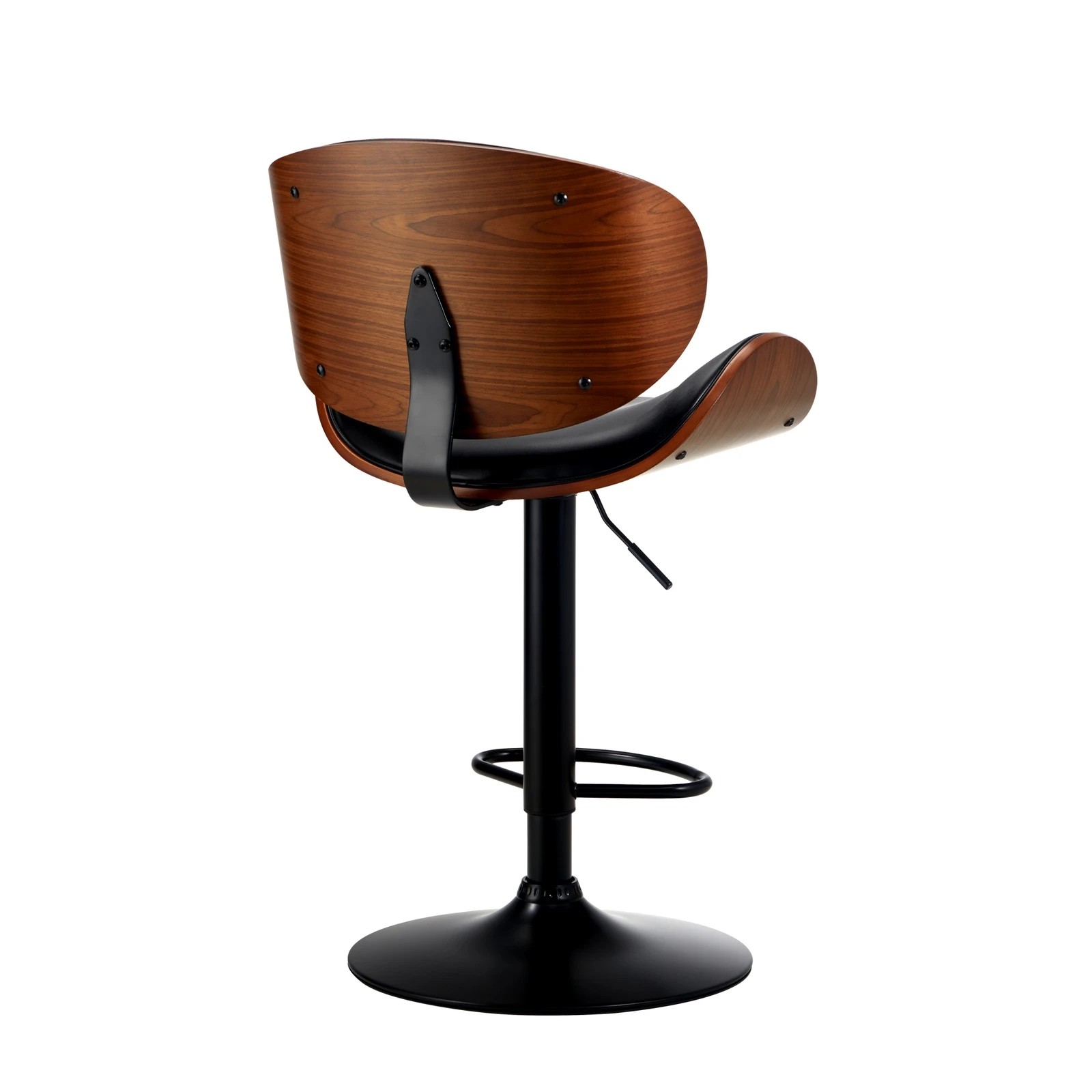 6 Oikiture Set Of 4 Bar Stools Kitchen Stool Swivel Chair Wooden Leather Gas Lift
 - Black, 6 of 8