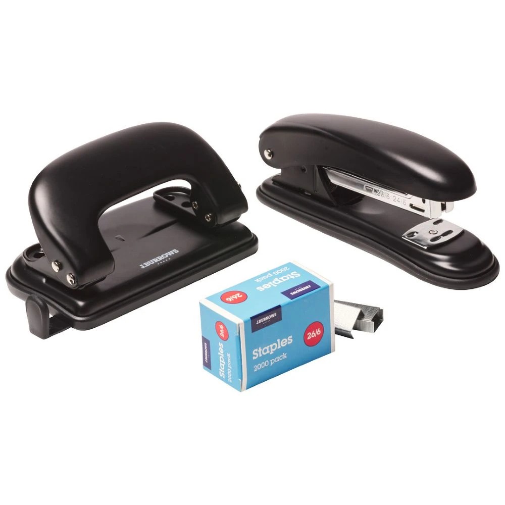 1 J.Burrows Metal Stapler/Hole Punch Value Pack Black, 1 of 3