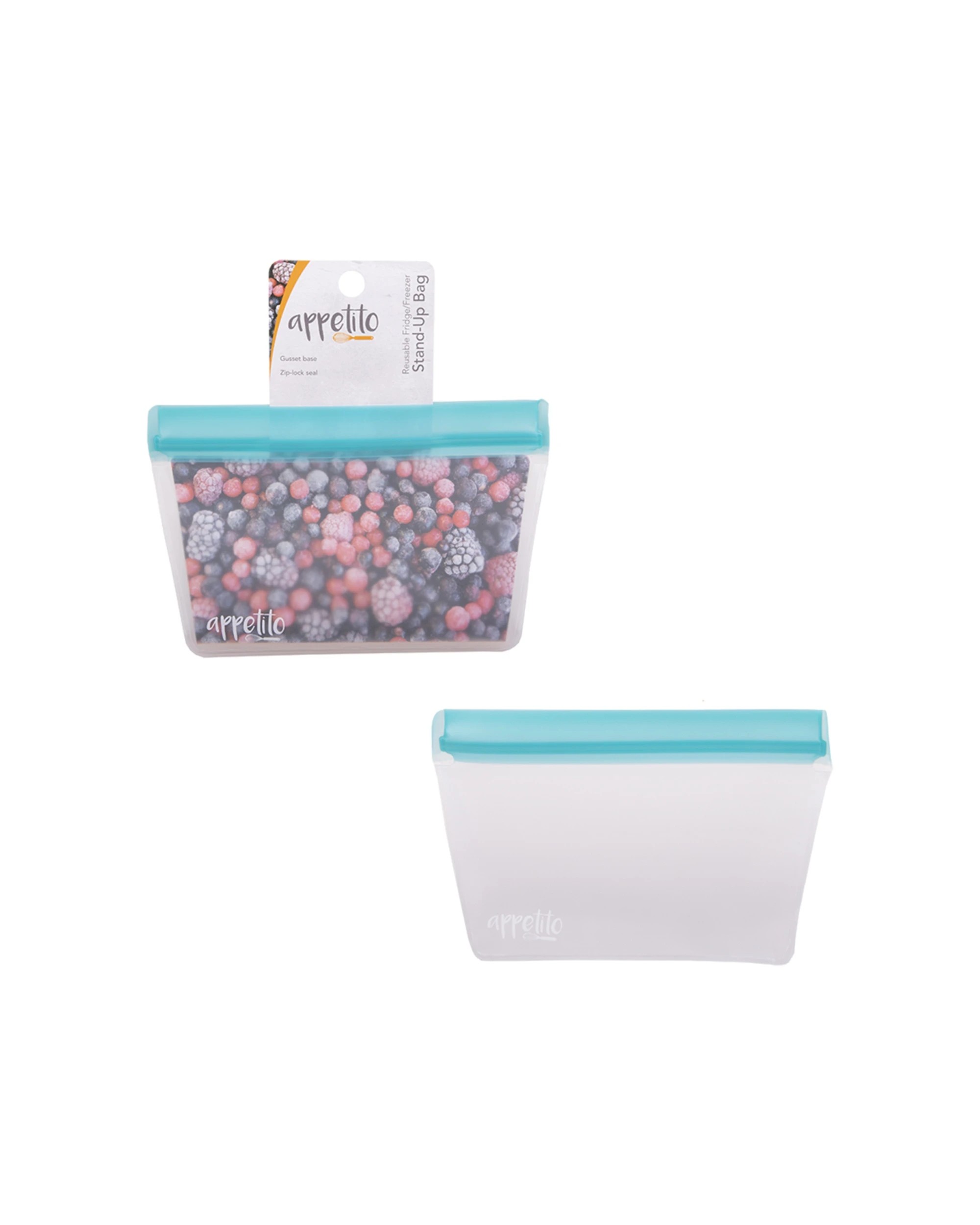 2 Appetito 6PK 2 Cup 500ml Reusable Fridge Freezer Stand Up Bag - Blue, 2 of 4