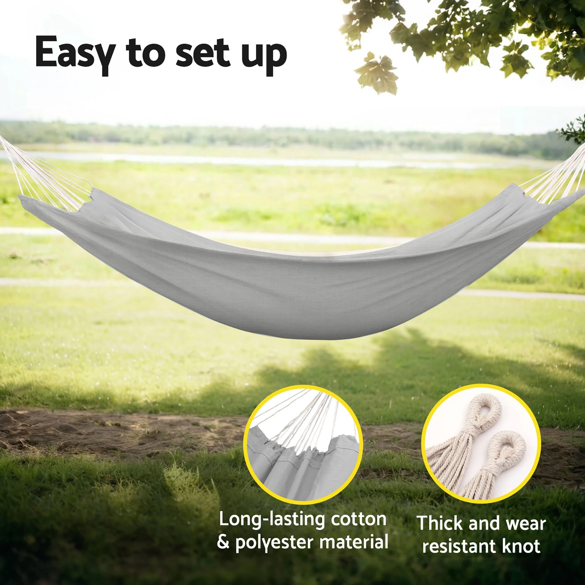 6 Gardeon Hammock Bed w/ Travel Bag Outdoor Lounge Chair - Grey, 6 of 6