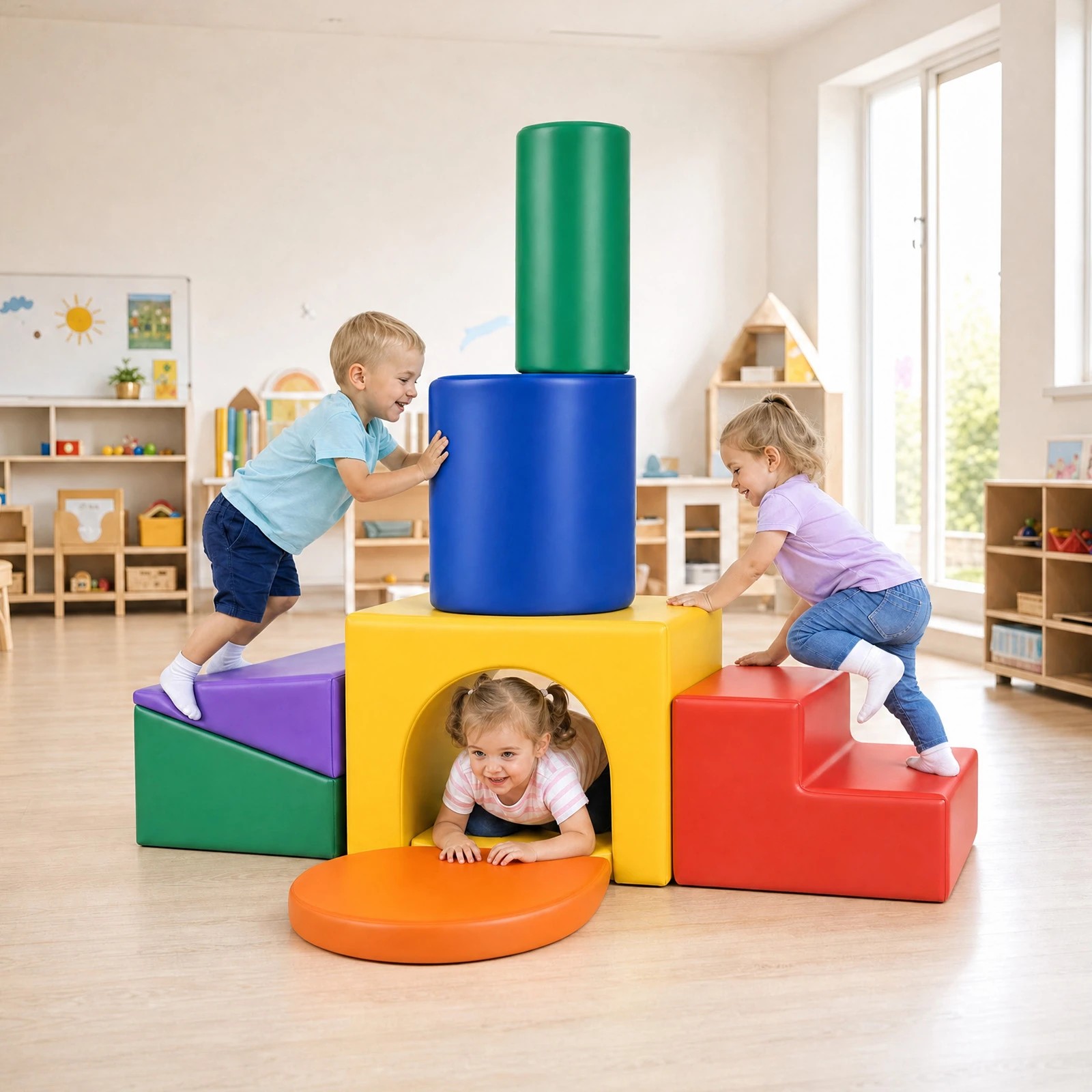 3 Advwin 7-Piece Kids Foam Blocks Play Set Toddler Play Couch Modular Climb & Crawl Floor Playset w/Anti-Slip Base - Multi, 3 of 6
