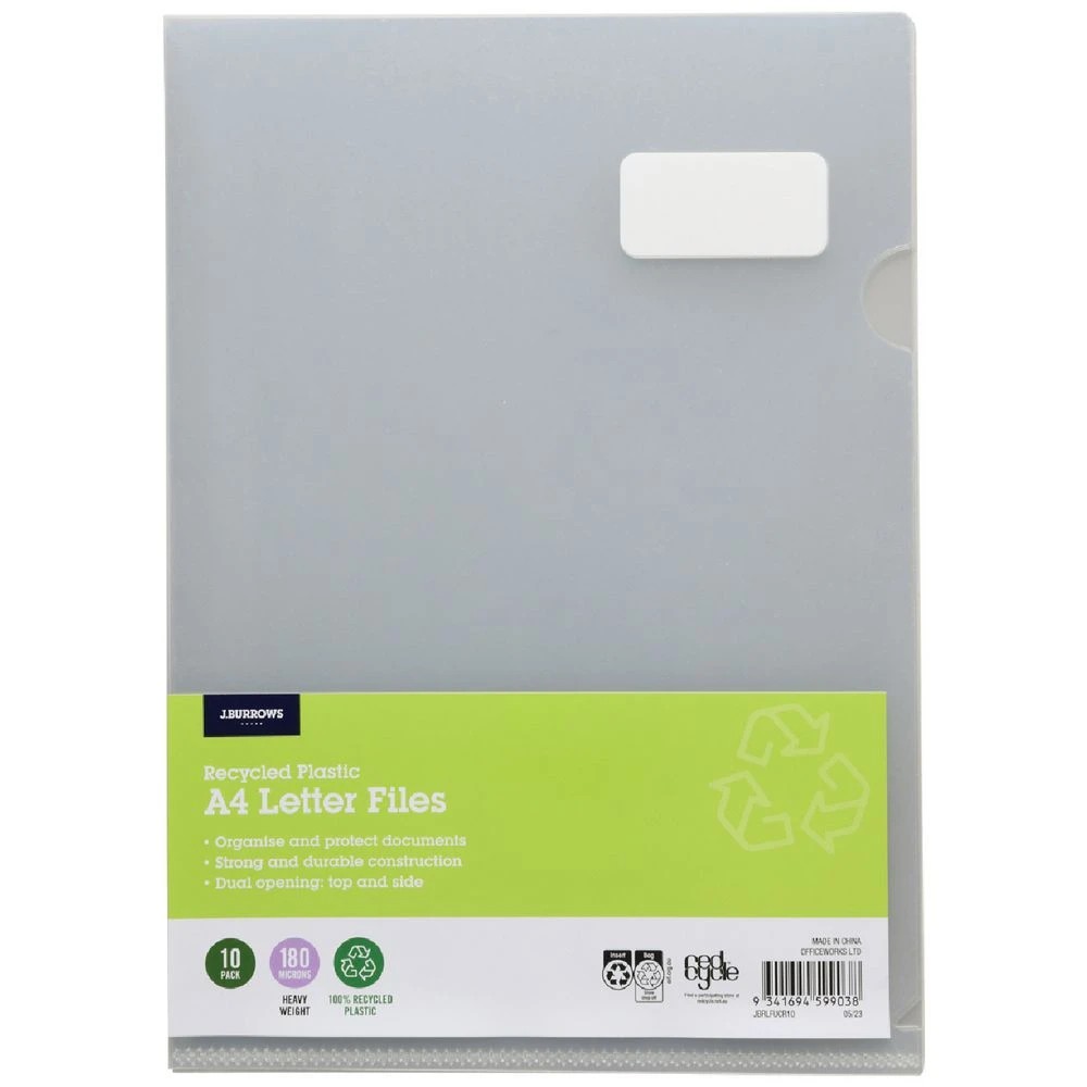1 J.Burrows A4 Letter Files Clear 10 Pack, 1 of 3