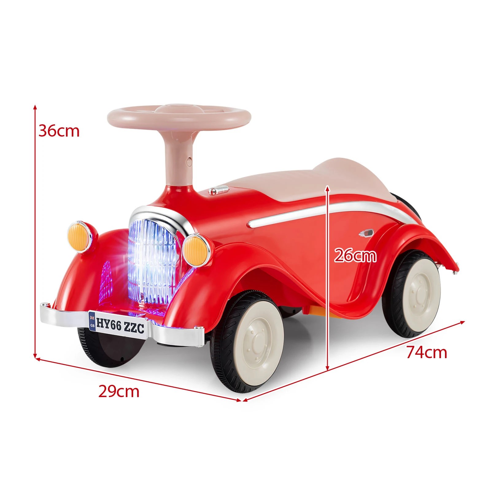 3 Costway Retro Ride on Toy Foot to Floor Sliding Car w/Horn LED Headlight - Red, 3 of 3