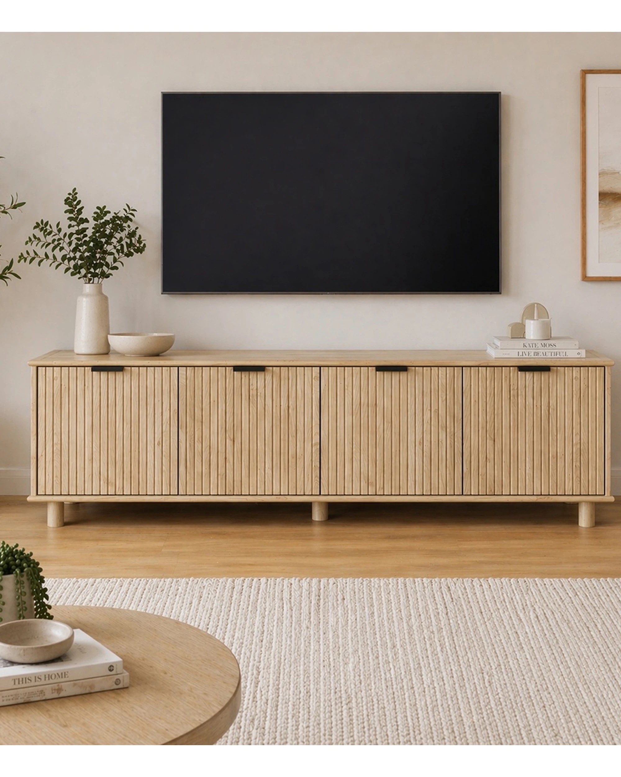 3 Alpine Bay Sorrento 4 Door TV Unit 180cm Swedish Oak - Natural, 3 of 9