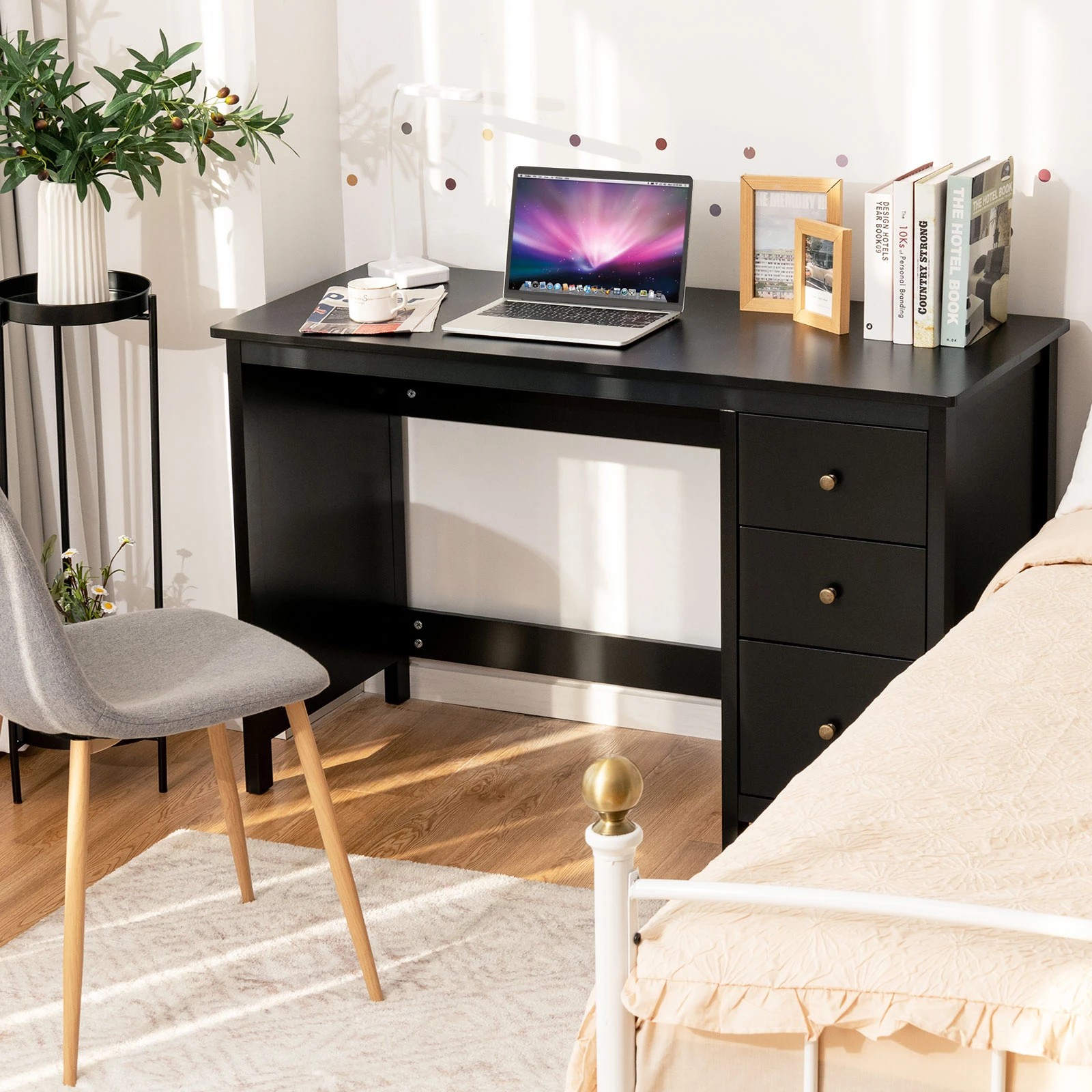 2 Costway 3-Drawer Computer Desk Home Office Study Desk Modern Laptop Desk, 2 of 3