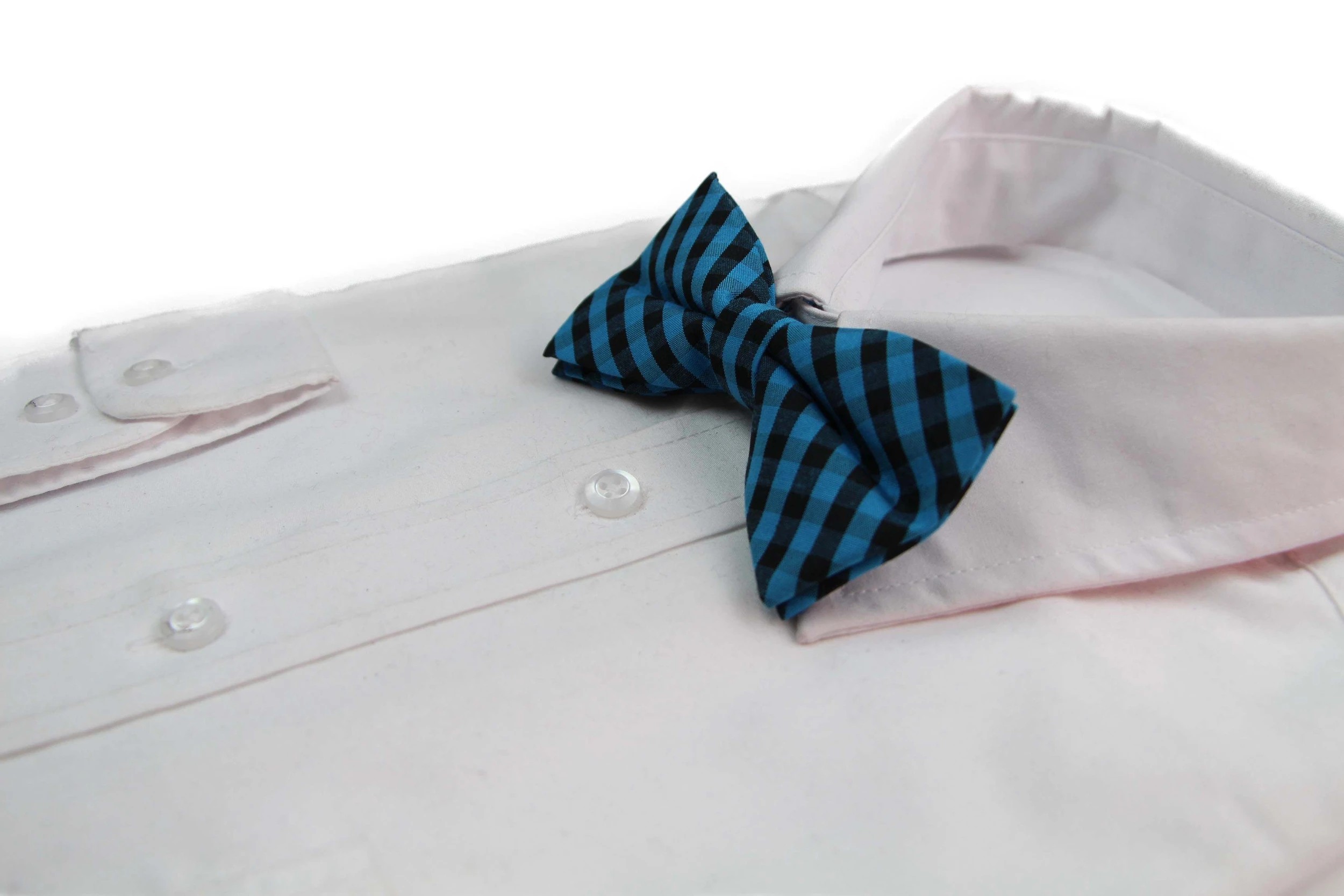 1 Zasel Mens Aqua & Black Checkered Patterned Bow Tie - Multi, 1 of 3