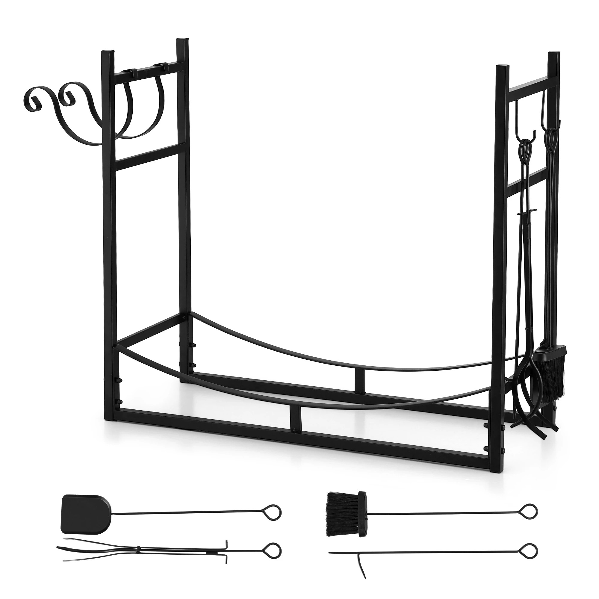 1 Gardeon Firewood Rack 84cm Wood Rack Firewood Storage Indoor Outdoor - Black, 1 of 6