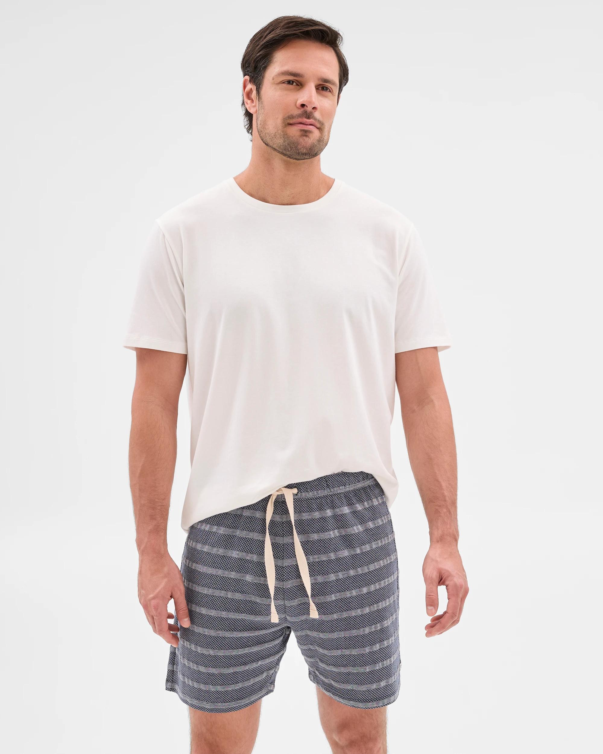 2 Australian Cotton Blend Mens Pyjama Sleep Set - Maxx WHITE/NAVY STRIPE, 2 of 6