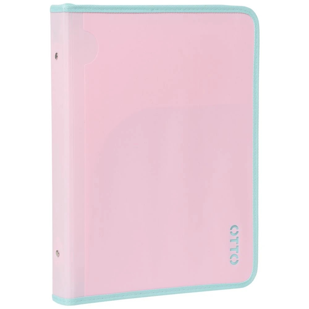 1 Otto A4 2 D-Ring Zipper Binder Pink, 1 of 5
