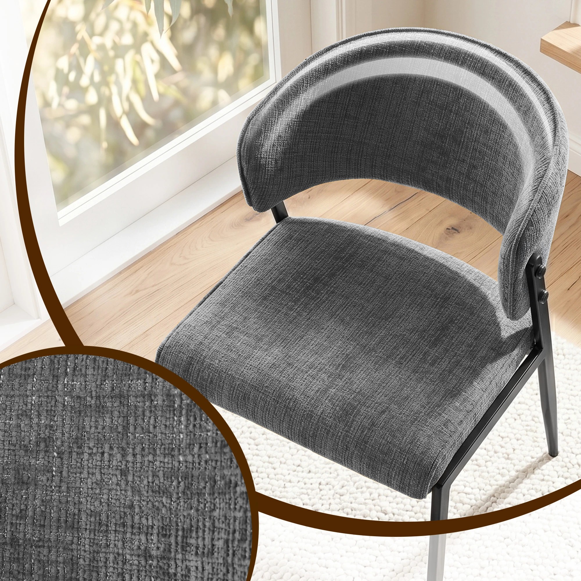 5 Artiss Dining Chairs Set of 4 Linen Fabric Soft Upholstered Chairs - Grey, 5 of 9