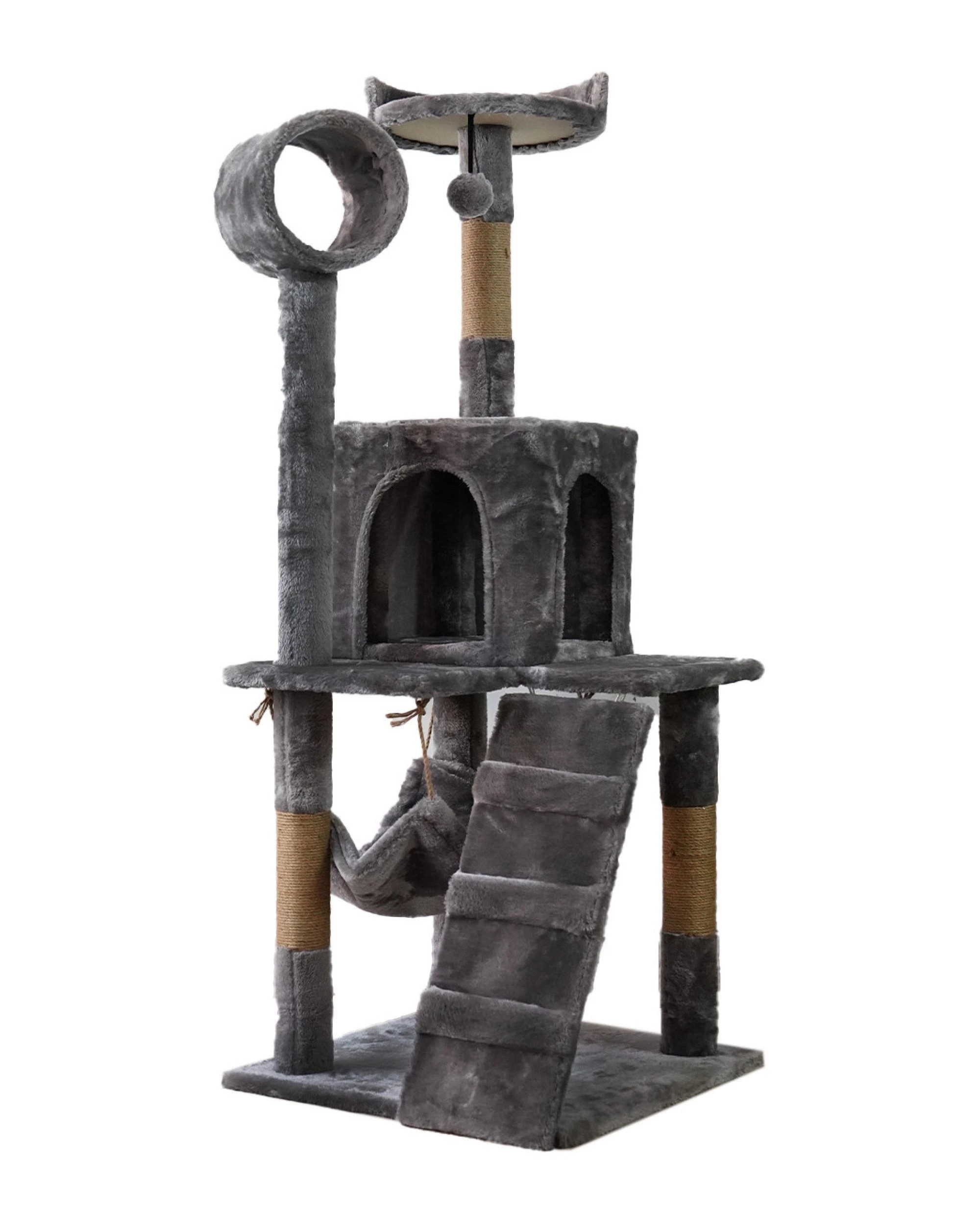 1 Furtastic 135cm Cat Tree Scratching Post - Dark Grey, 1 of 6