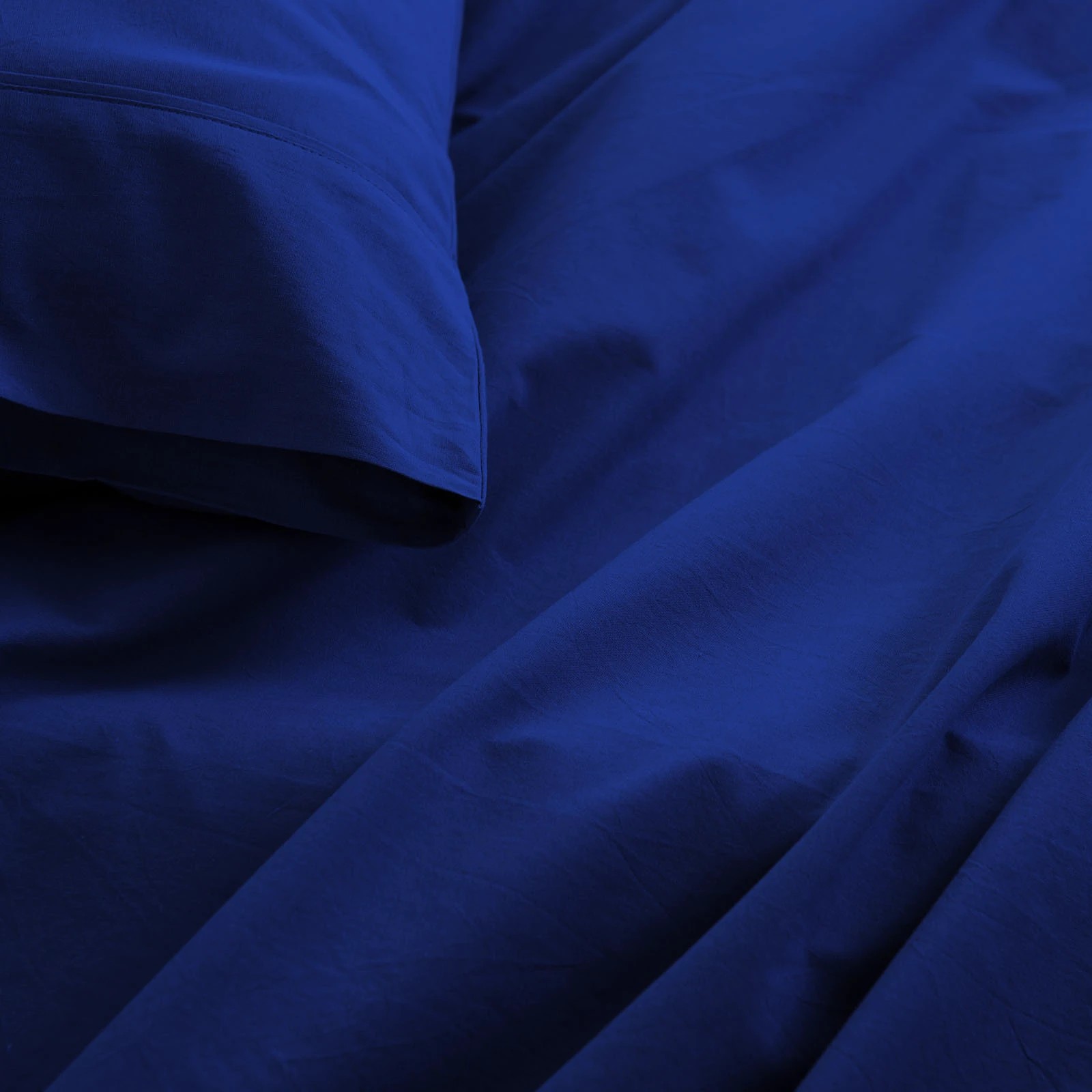 4 Royal Comfort Vintage Wash 100% Cotton Sheet Set Fitted Flat Sheet Pillowcases - Single Bed - Blue, 4 of 7