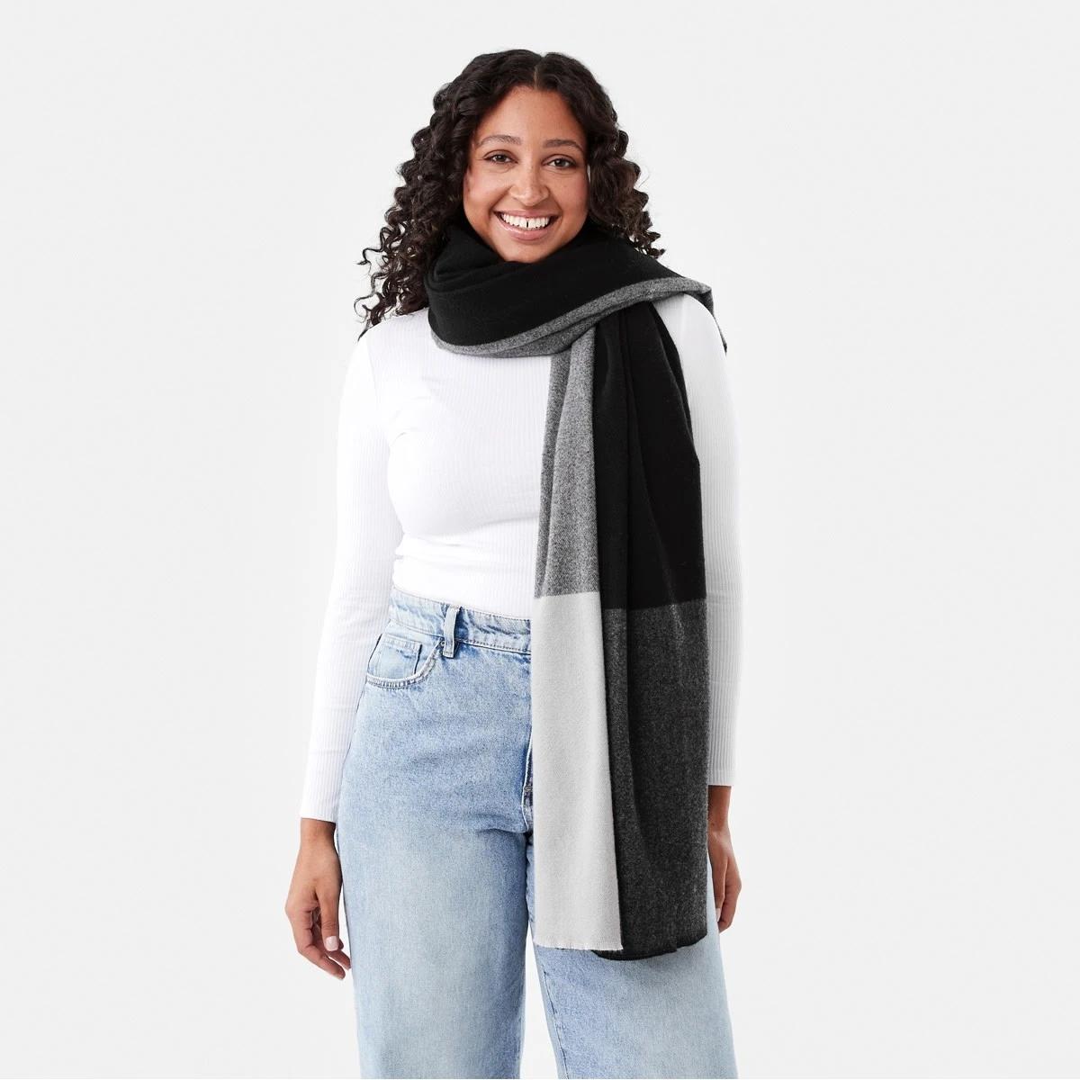 3 Winter Woven Scarf Grey Check, 3 of 4
