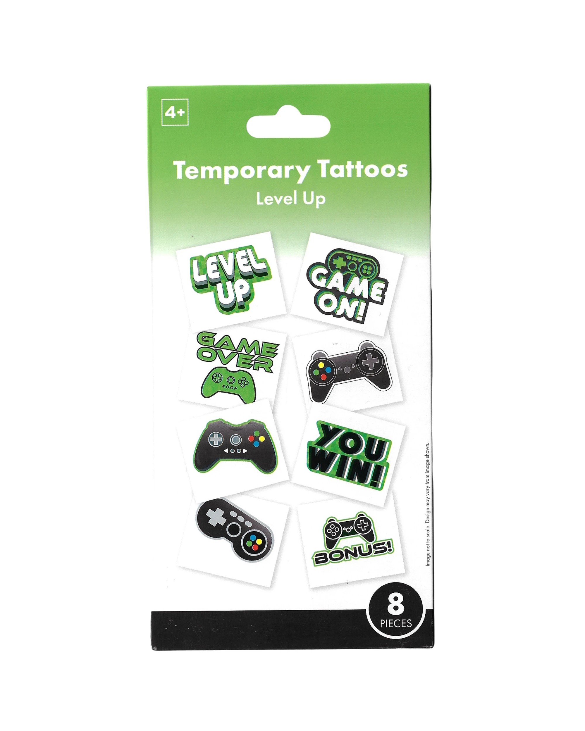 2 Amscan Level Up Tattoos Pack of 8 - Multi, 2 of 3