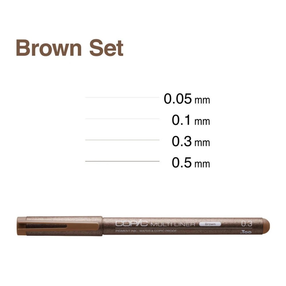 2 Copic Multiliner Inking Pens Assorted Sizes 4 Pack Brown, 2 of 6