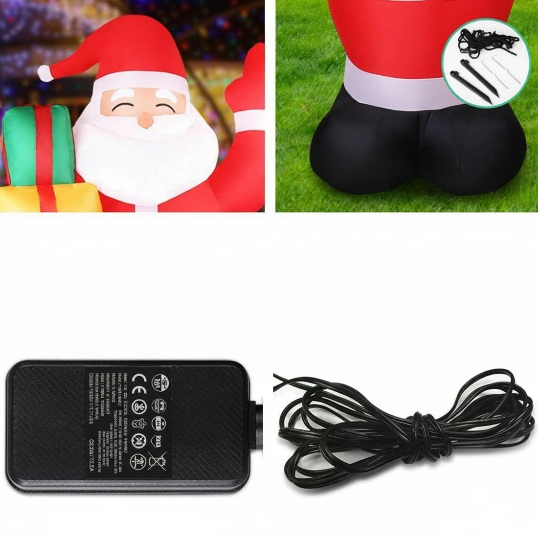 6 Jingle Jollys Christmas Inflatable Santa 2.4M Illuminated Decorations - Multi, 6 of 7