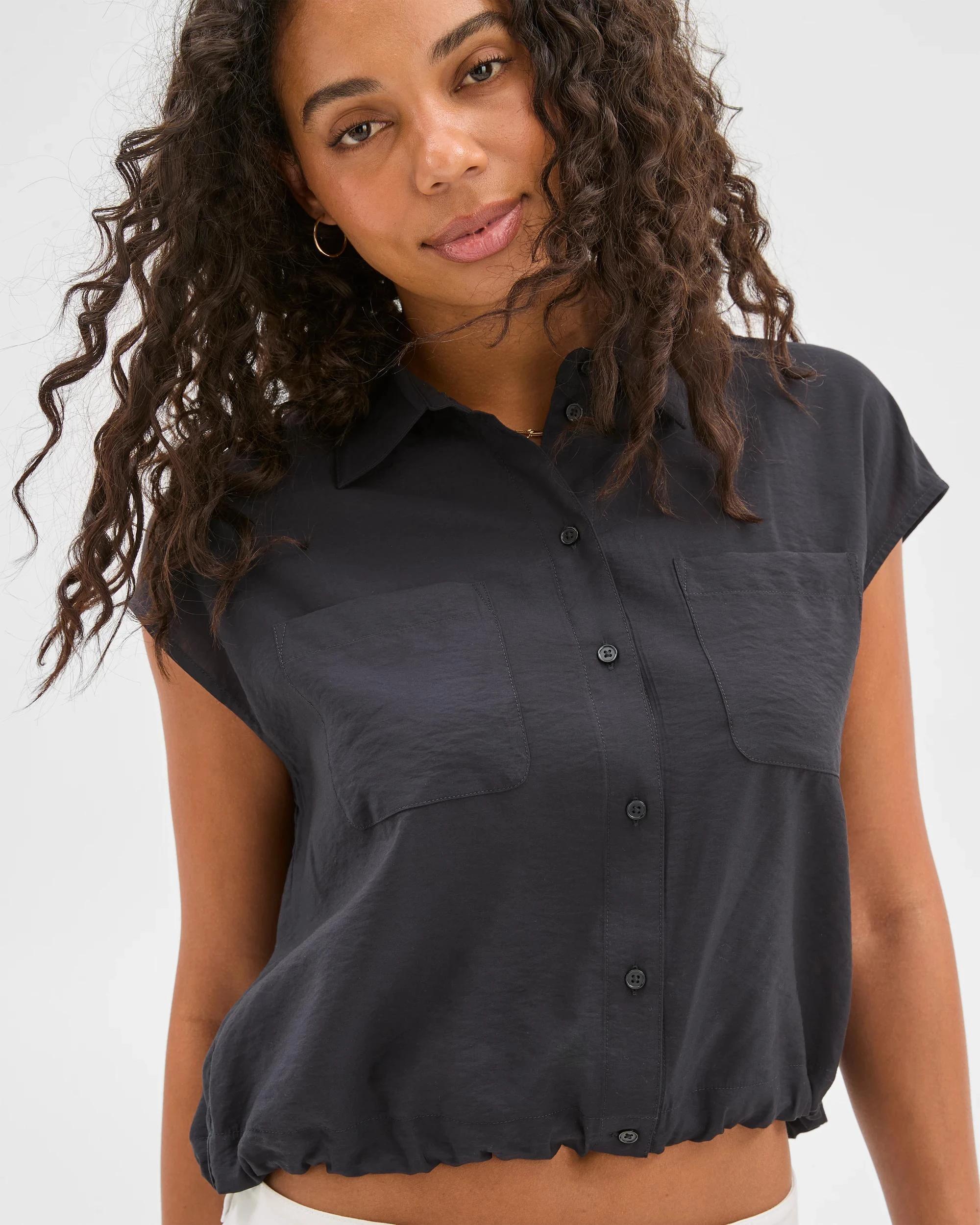 4 Target Elastic Hem Shirt BLACK, 4 of 7