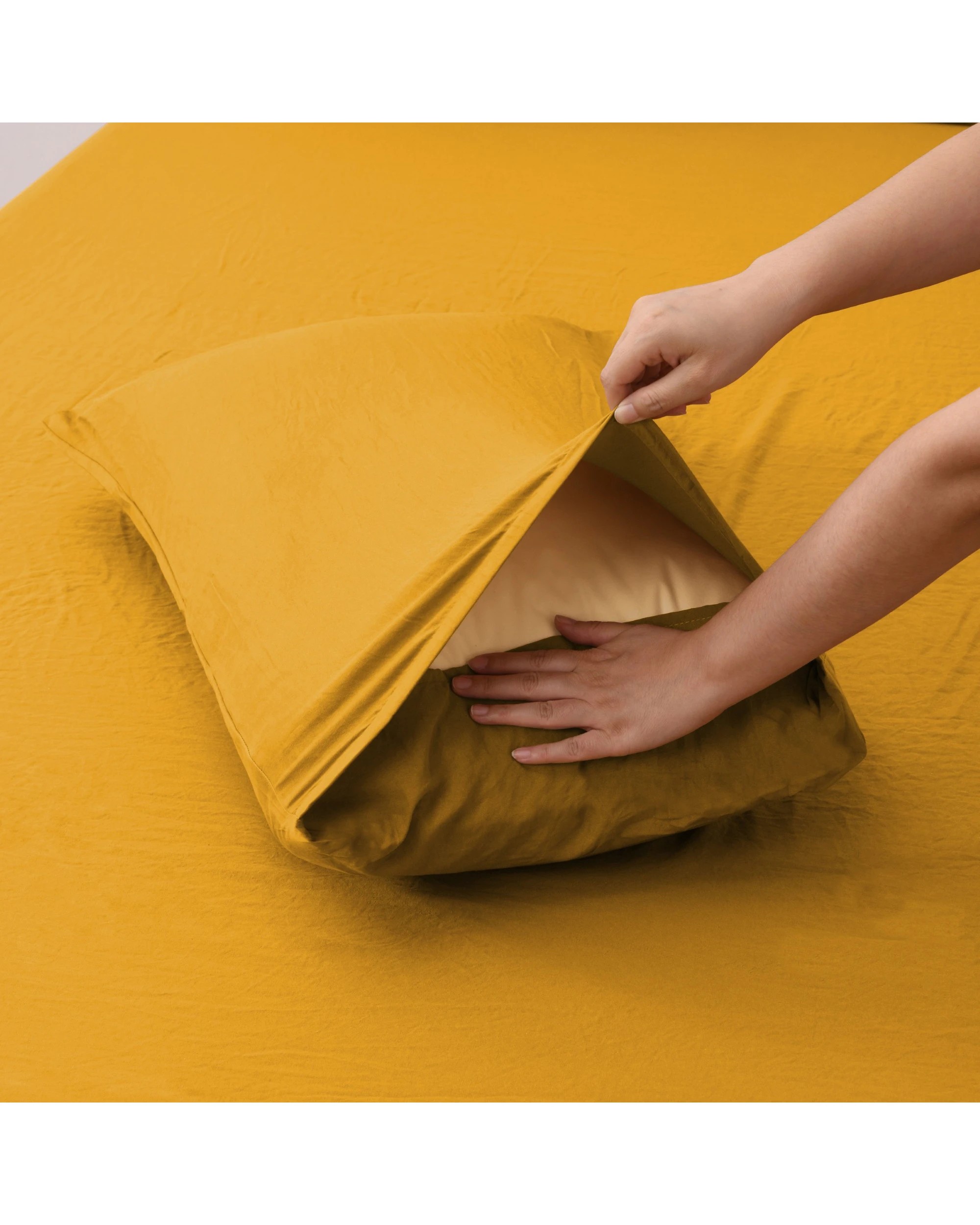 5 Dreamaker Superfine Washed Microfibre Quilt Cover Set - King Single Bed - Mustard, 5 of 9