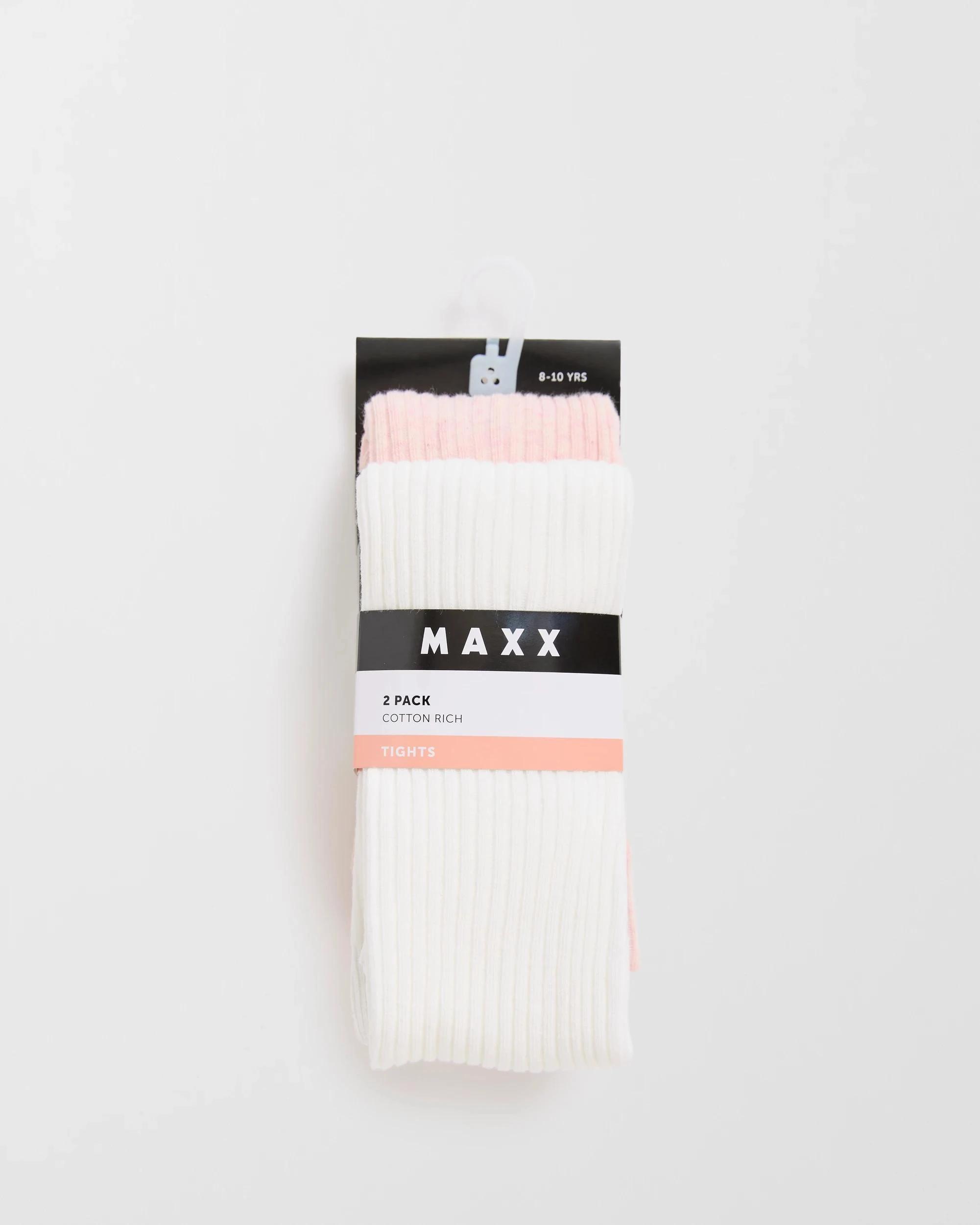 3 Maxx Australian Cotton Blend 2 Pack Girls Casual Rib Tights PINK MARLE, 3 of 3