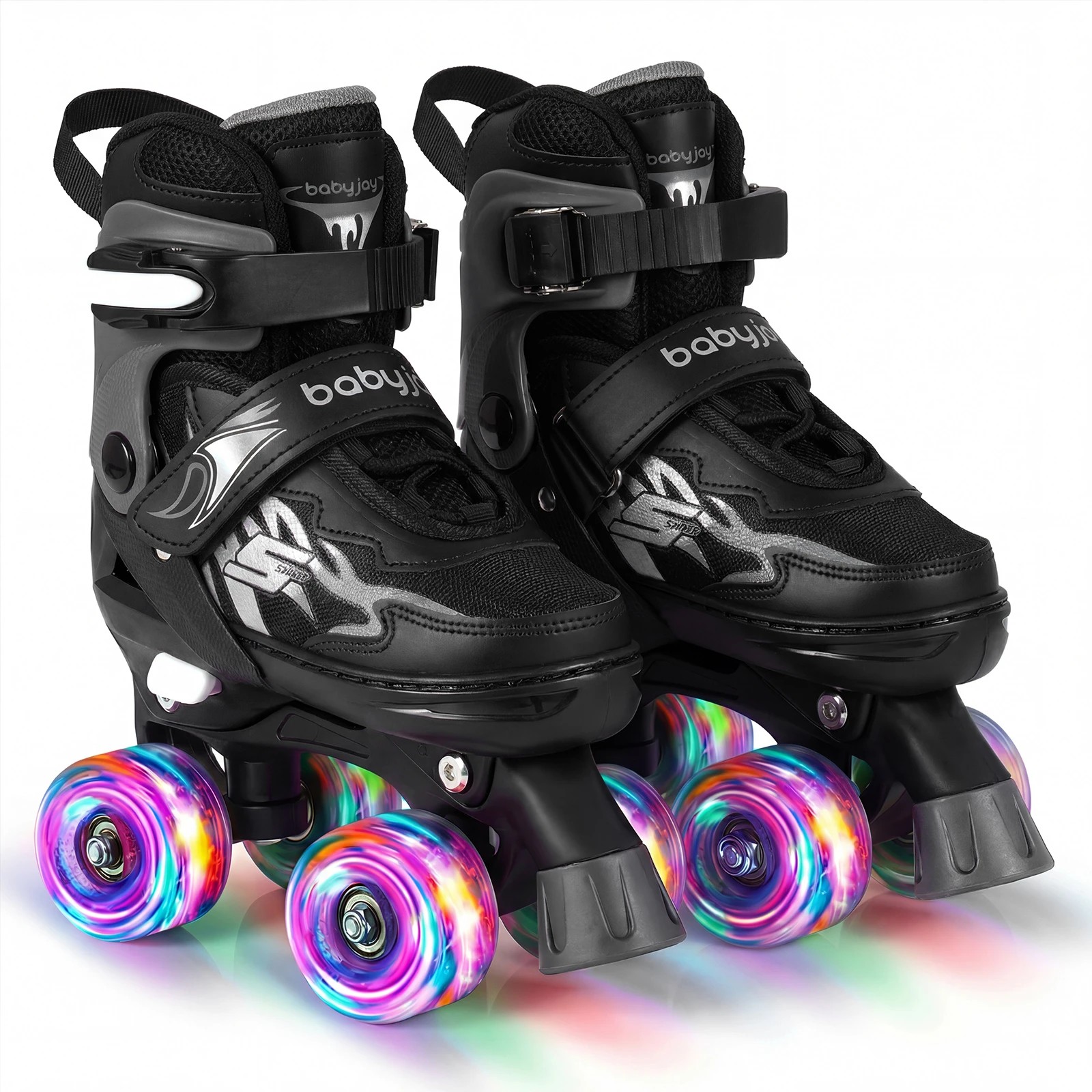 1 Costway 4-Size Adjustable Roller Skates Fun Quad Skating Shoes Roller Beginner Age 5-7 - Black, 1 of 1