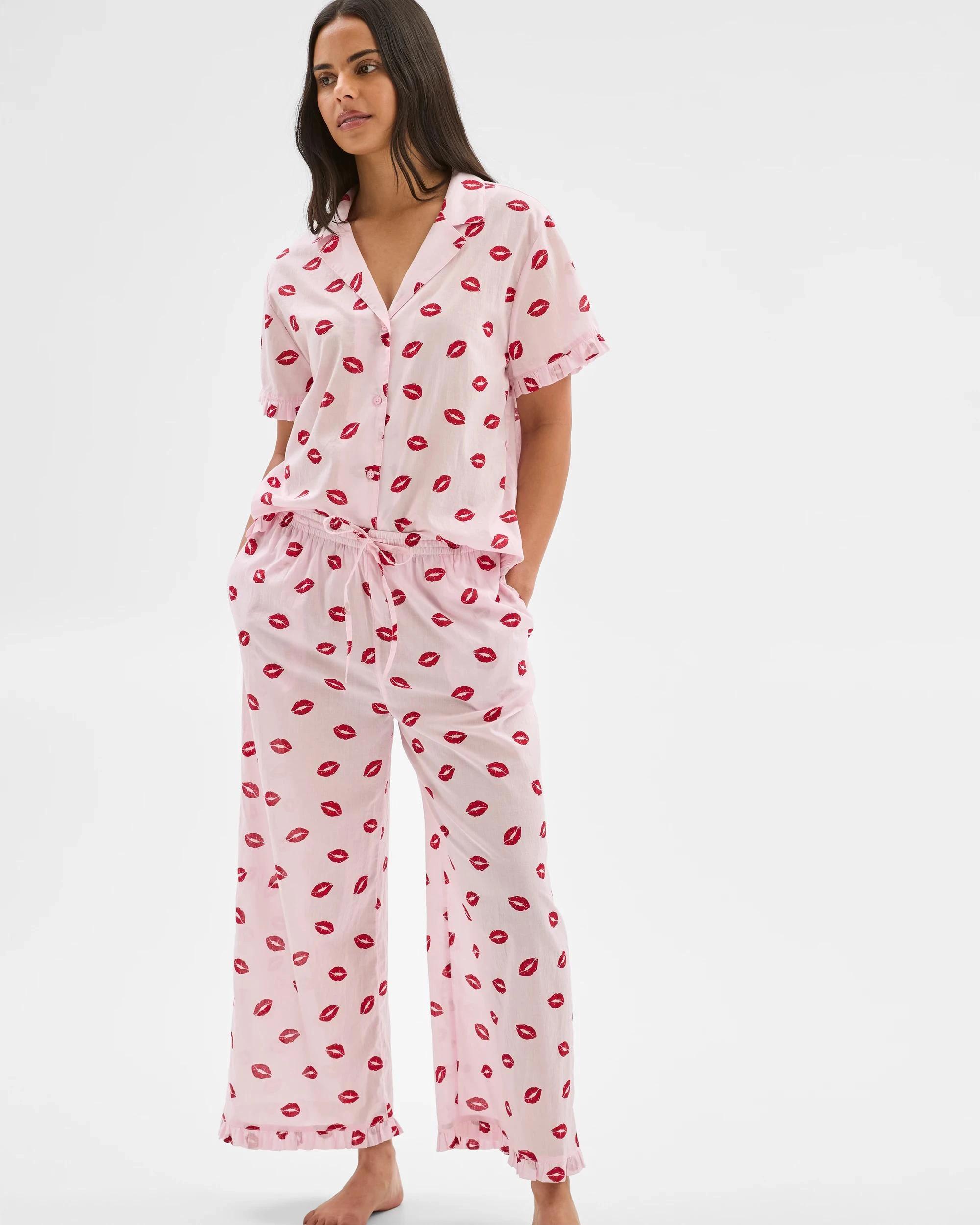 2 Target Woman Australian Cotton Voile Shirt and Pants Pyjama Set SET LIPS, 2 of 4