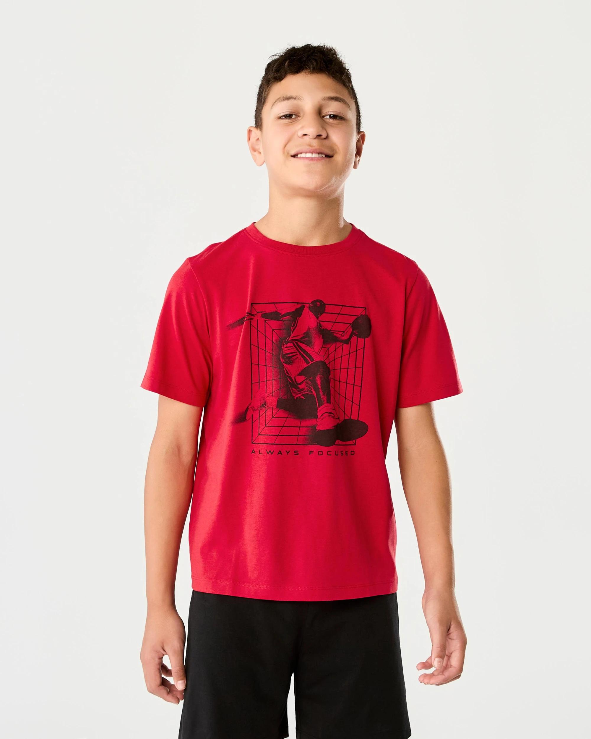1 Short Sleeve Knit Pyjama Set Red Bball, 1 of 10