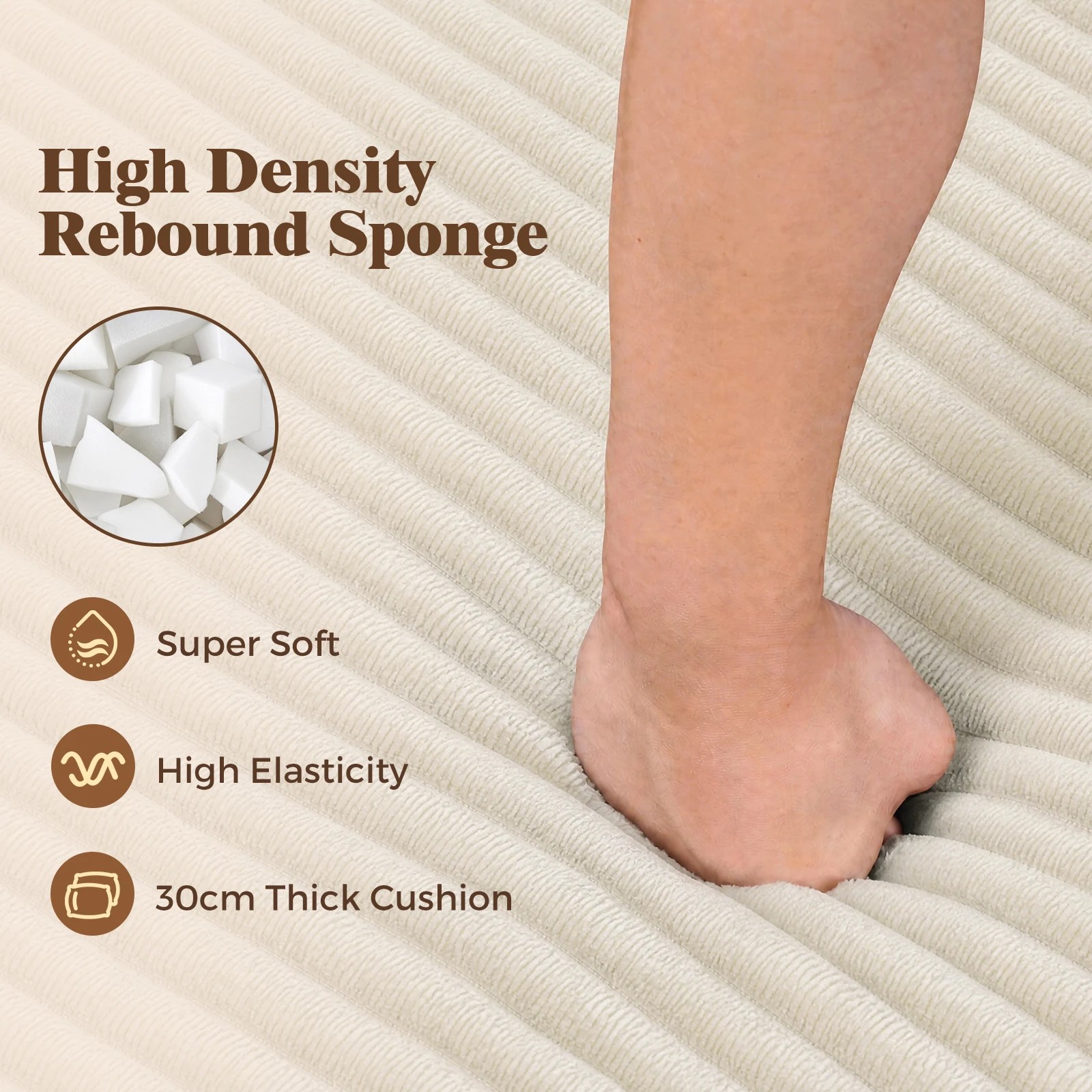 5 Advwin Big Bean Bag Chair Lazy Floor Sofa with High-Density Foam - Beige, 5 of 6
