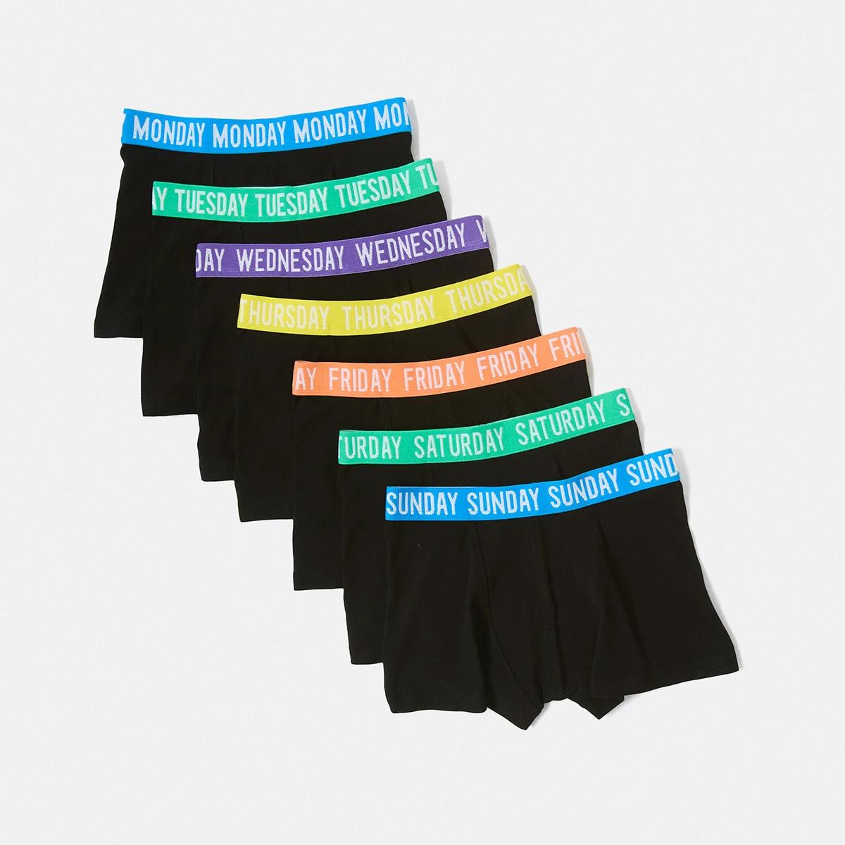 1 7 Pack Attached Elastic Trunks BLACK WEEKDAYS, 1 of 10