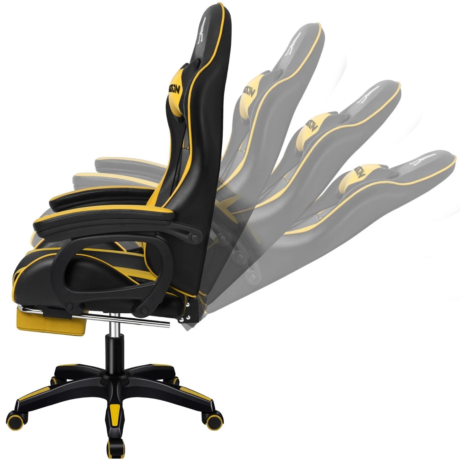 7 Alfordson Gaming Office Chair Massage Racing Computer Seat Footrest Leather - Yellow, 7 of 10