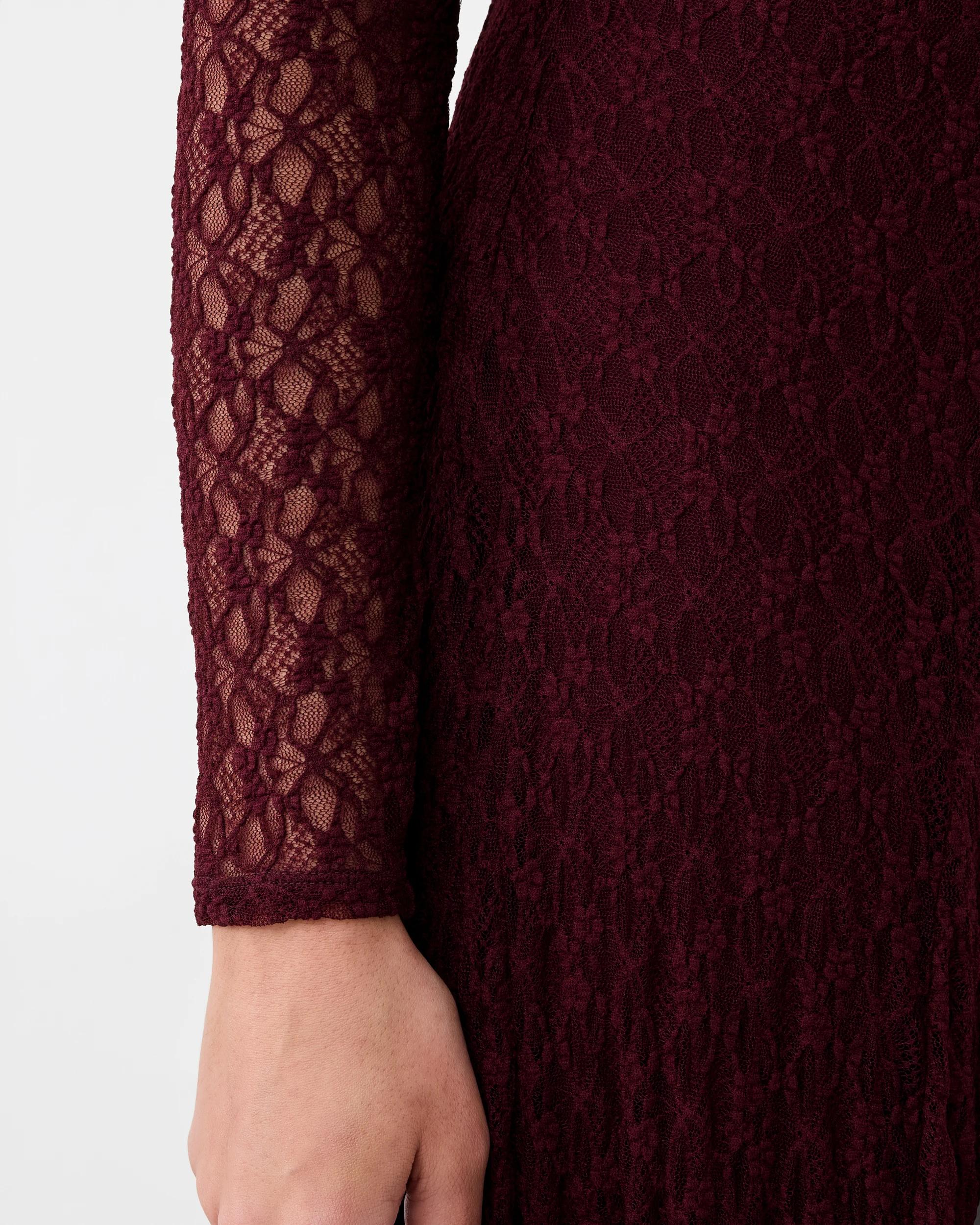 6 Long Sleeve Lace Midi Dress Red Royale, 6 of 7