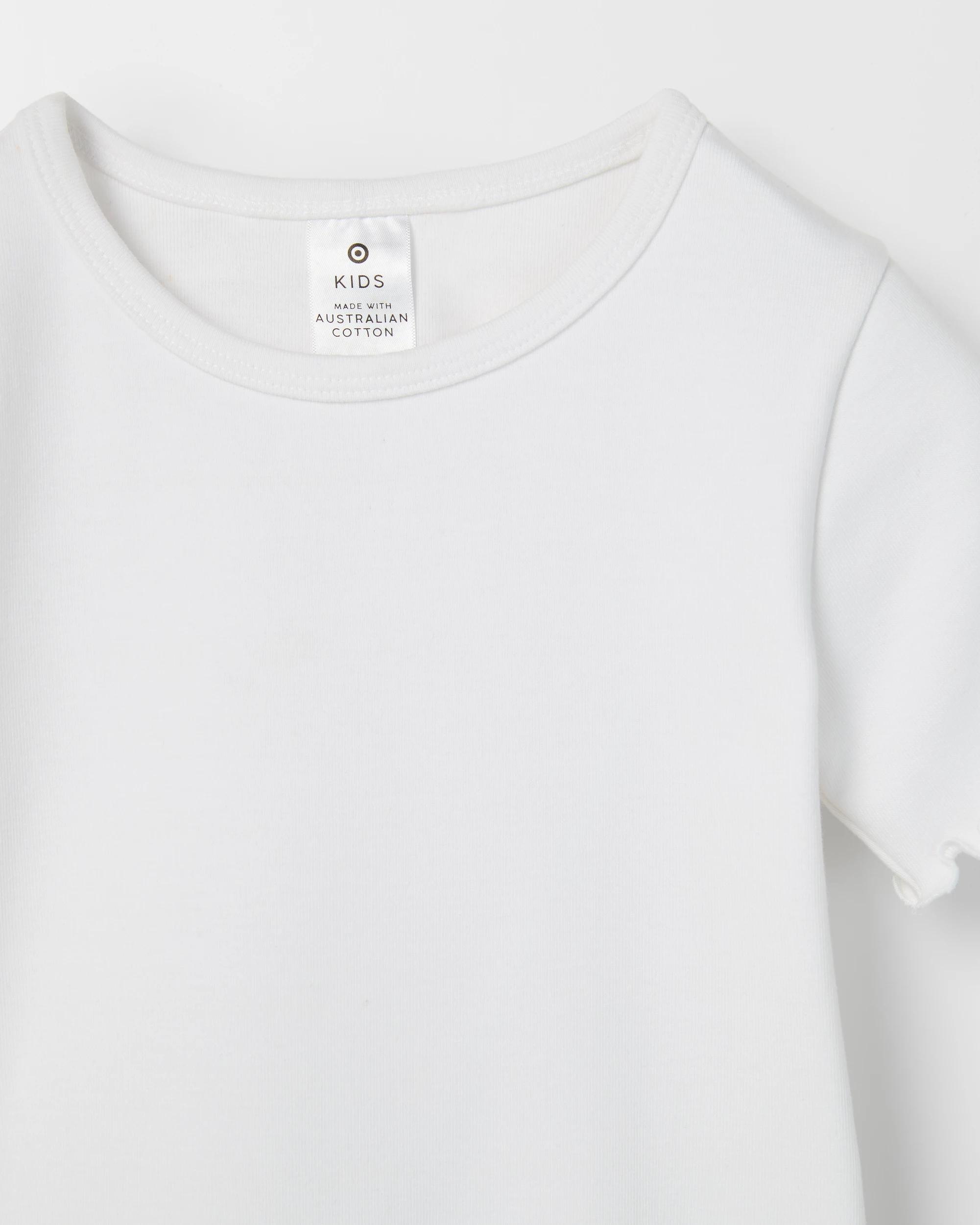 6 Target Kids Australian Cotton Essential T-Shirt SOLID WHITE, 6 of 6