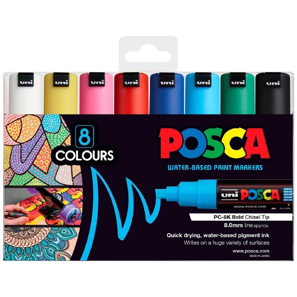 1 POSCA PC 8K Paint Markers Assorted 8 Pack, 1 of 10