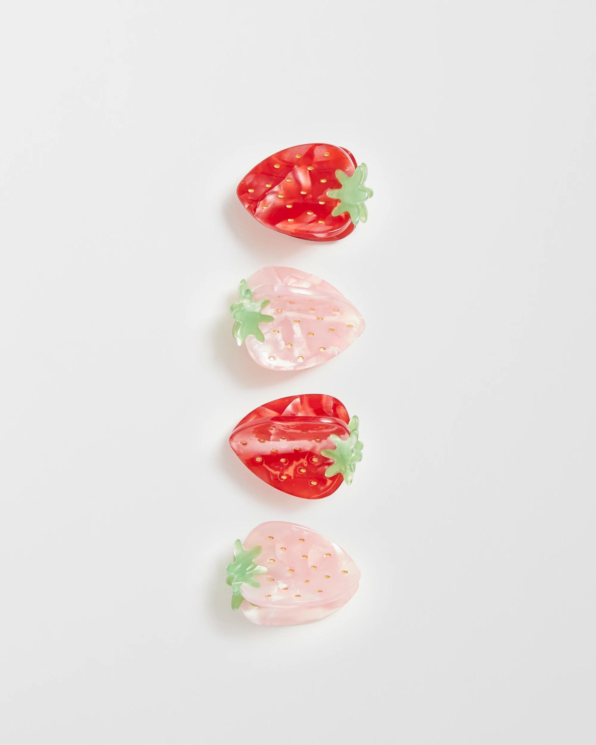 1 Target Kids 4 Pack Mini Strawberry Claw Clips RED / PINK, 1 of 2