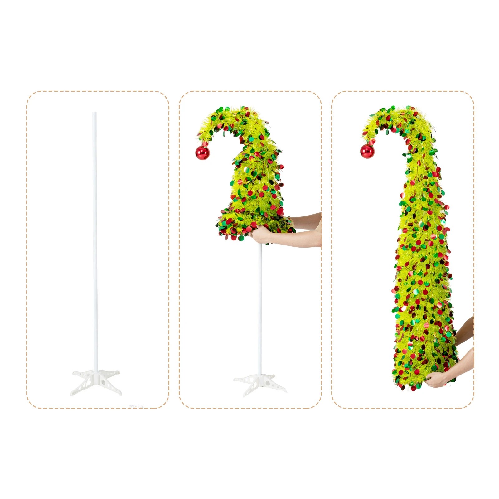 Costway 2PCS 1.5M Pop Up Whimsical Christmas Tree Collapsible Tinsel ...