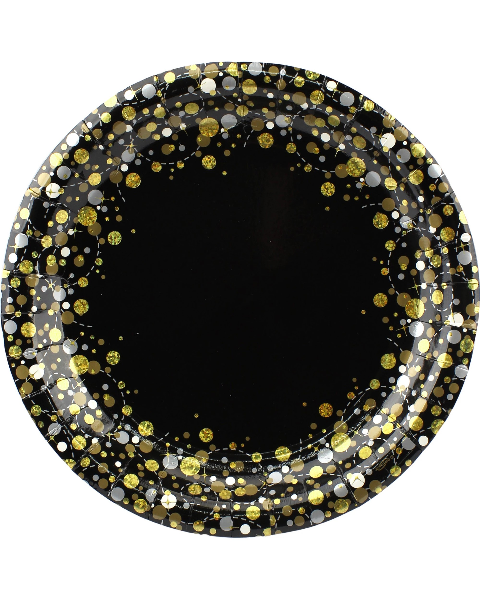 1 Alpen Sparkling Fizz Black & Gold Large Paper Plates Pack of 8, 1 of 1