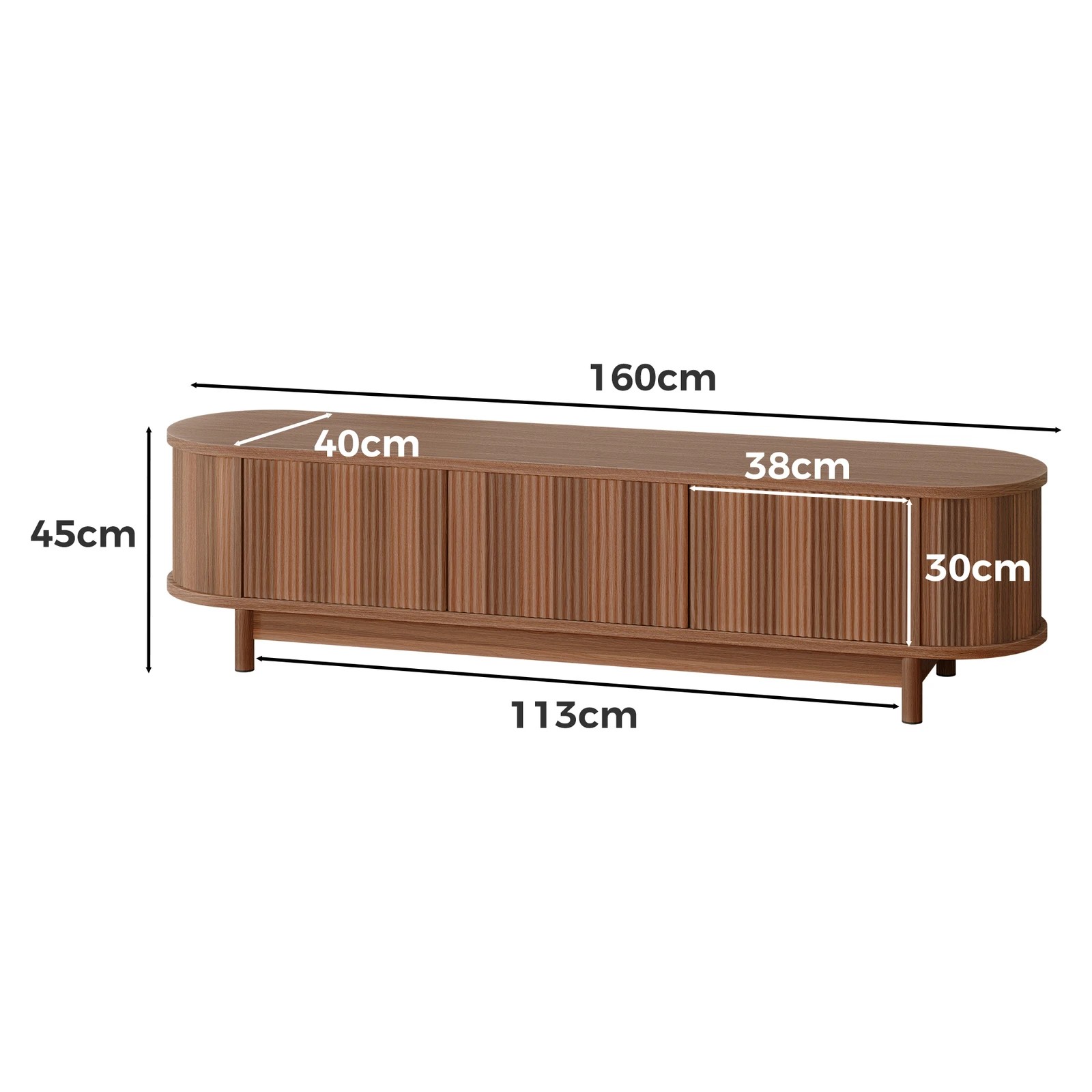 9 Alfordson Entertainment Unit TV Cabinet Stand 160cm Storage Shelf - Walnut, 9 of 10