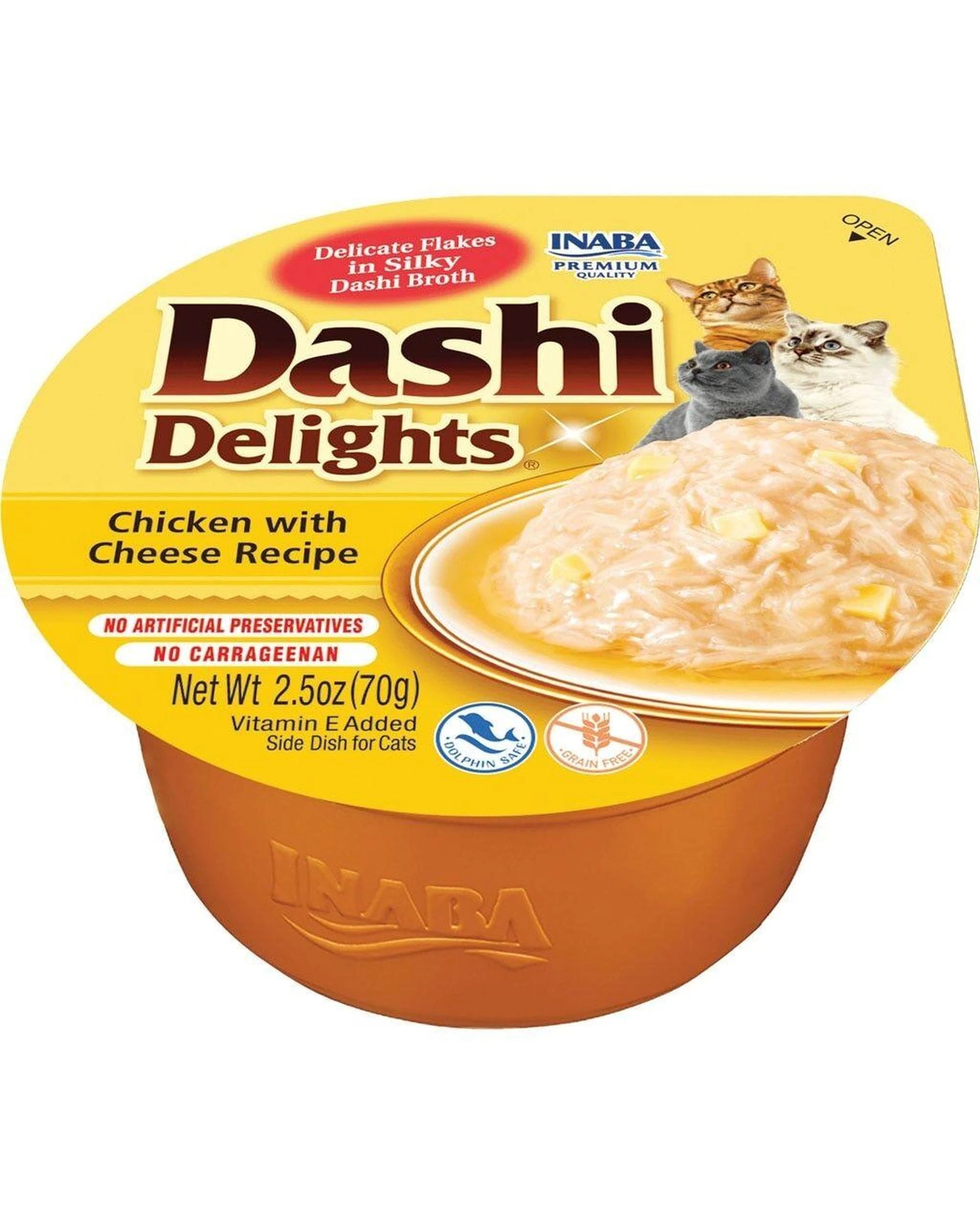 1 Inaba Dashi Delights Flakes in Broth Cat Food Topper Chicken with Cheese 6 x 70g, 1 of 3